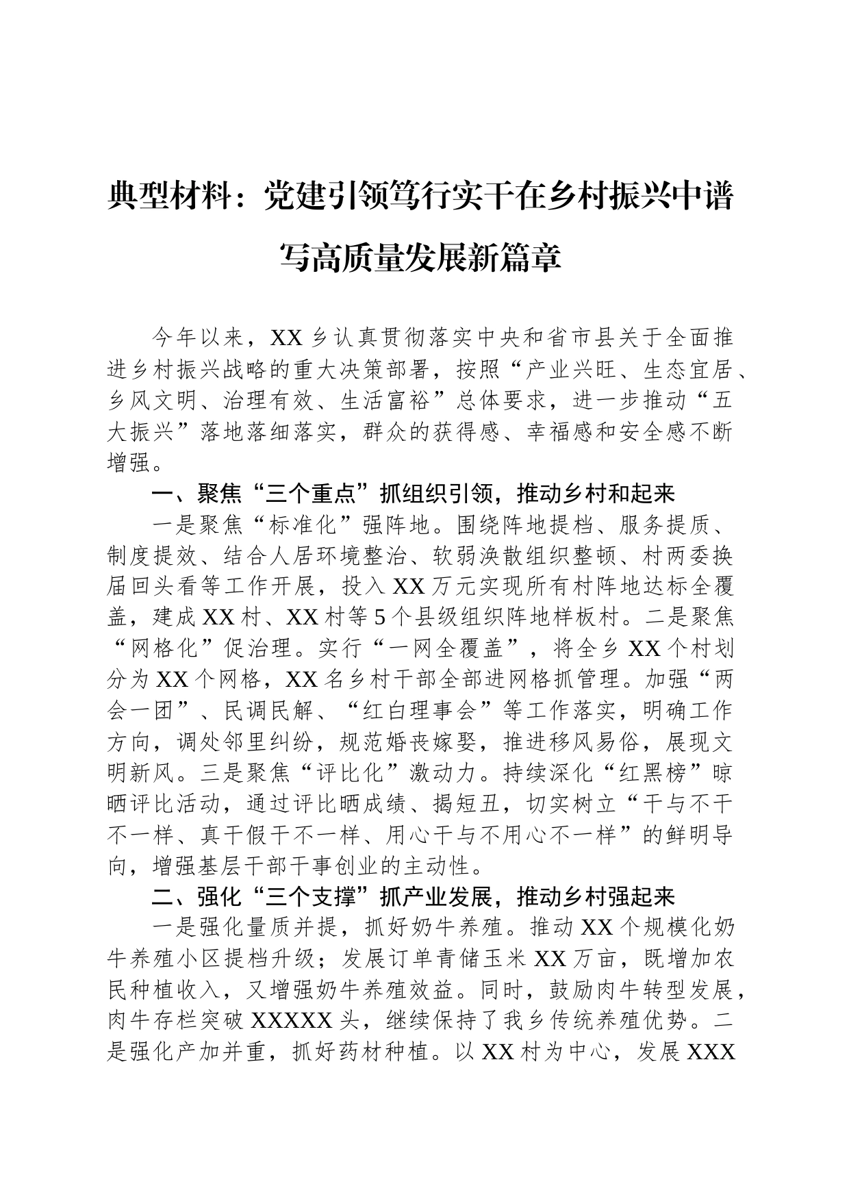 典型材料：党建引领笃行实干在乡村振兴中谱写高质量发展新篇章_第1页