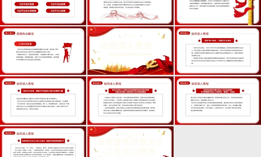 深入学习贯彻全国宣传思想文化工作会议精神PPT