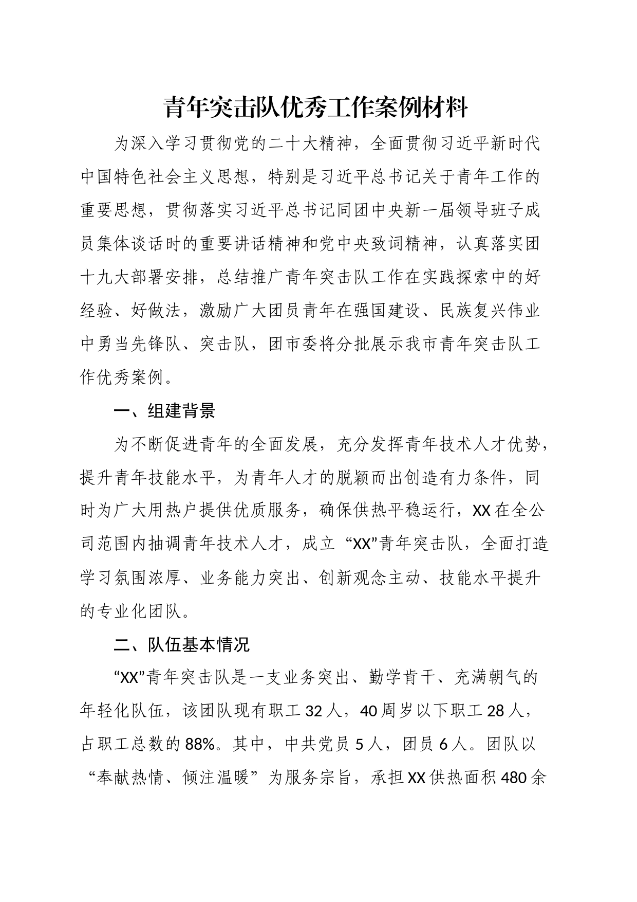 青年突击队优秀工作案例材料_第1页