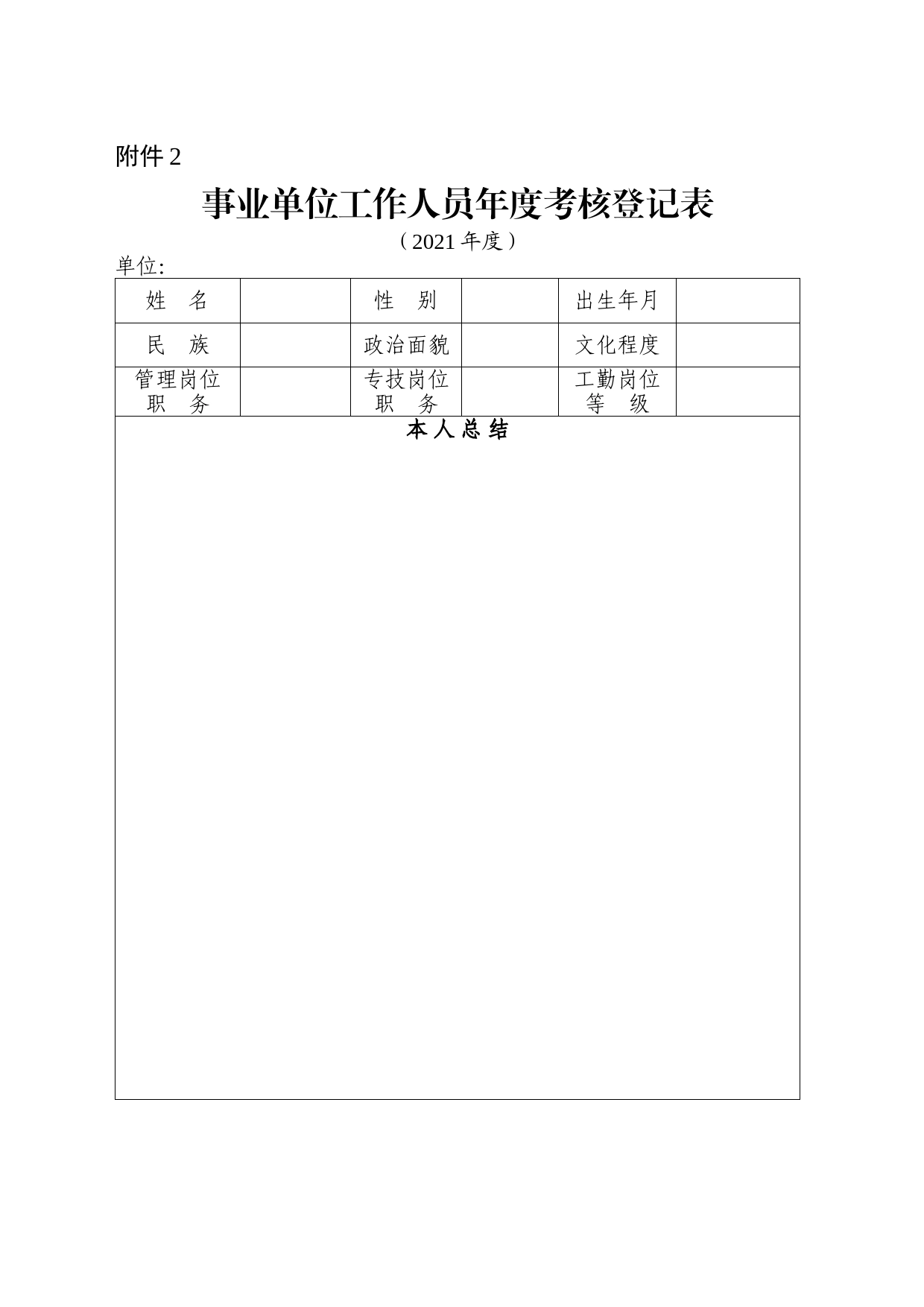 事业单位年度考核登记表_第1页