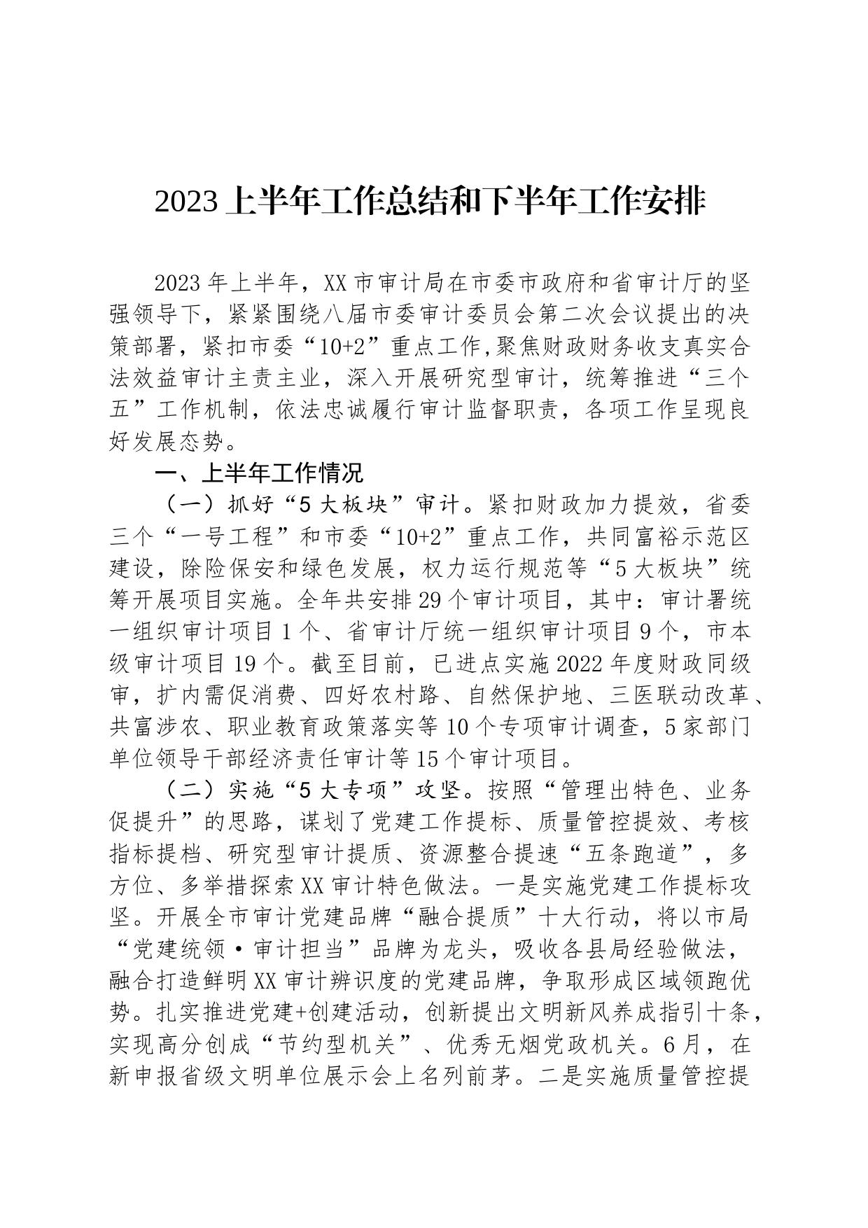 2023上半年工作总结和下半年工作安排_第1页