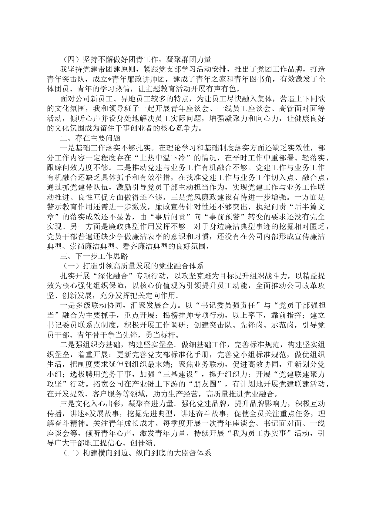 企业公司2023年度党组织书记抓基层党建工作述职报告_第2页