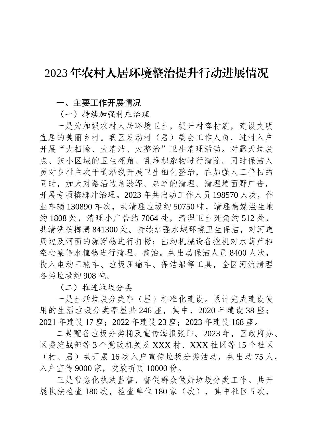 2023年农村人居环境整治提升行动进展情况_第1页