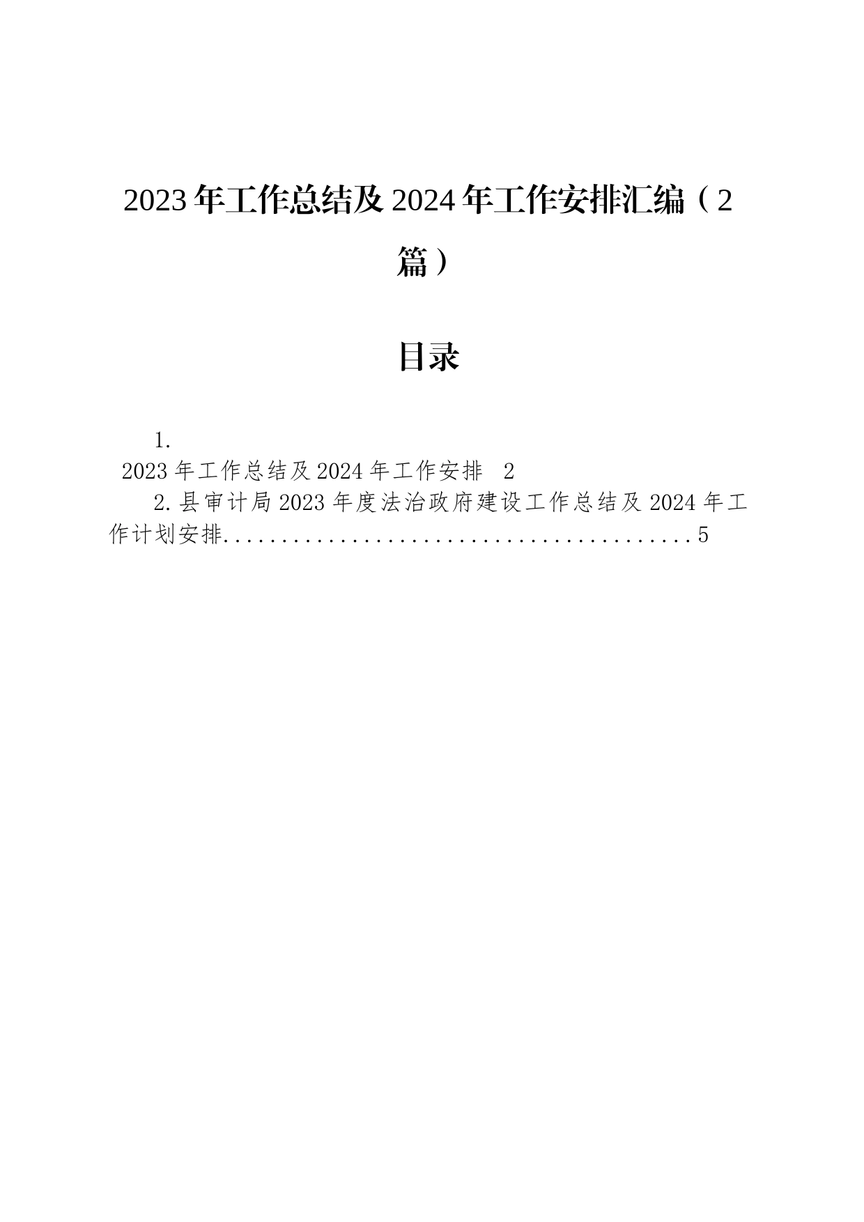 2023年工作总结及2024年工作安排汇编（2篇）_第1页