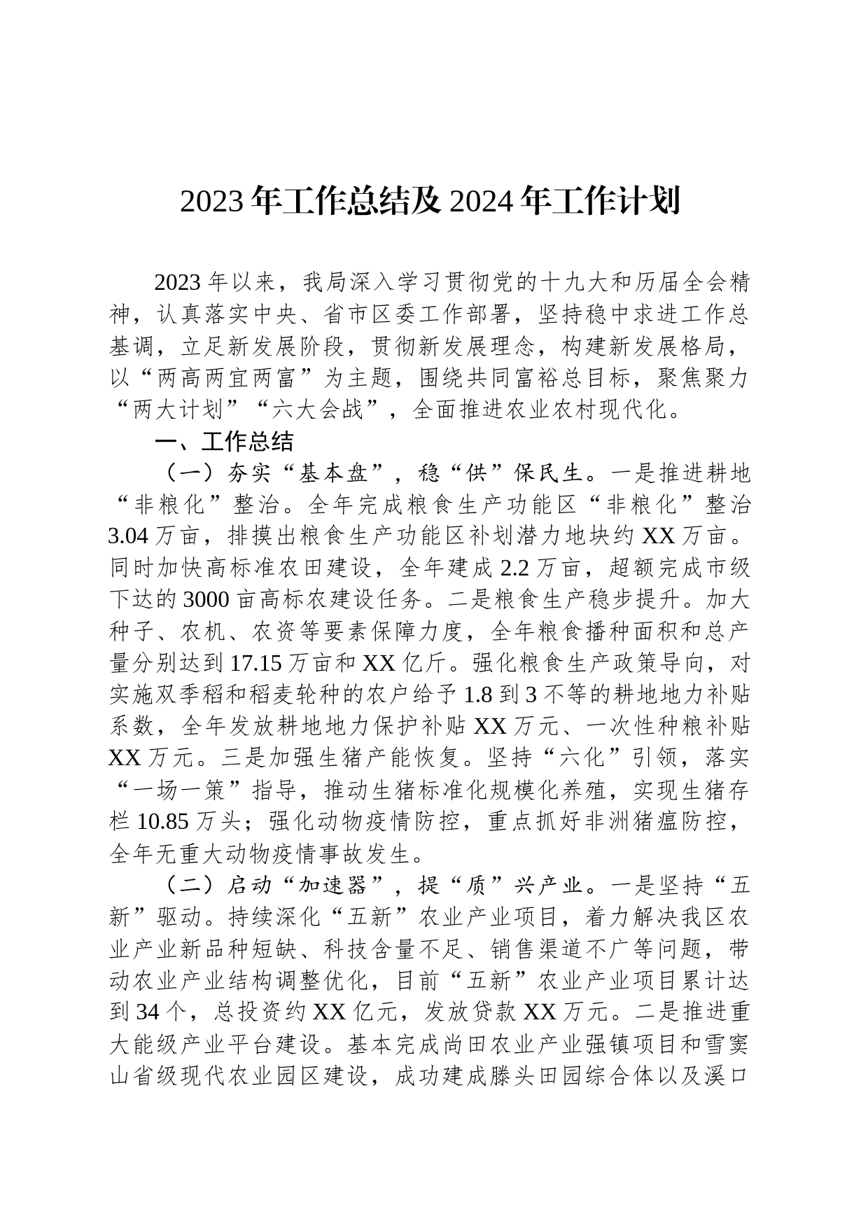 2023年工作总结及2024年工作计划(20232229)_第1页