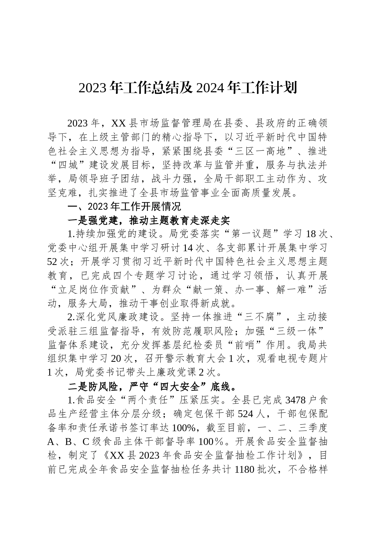 2023年工作总结及2024年工作计划（20240103）_第1页