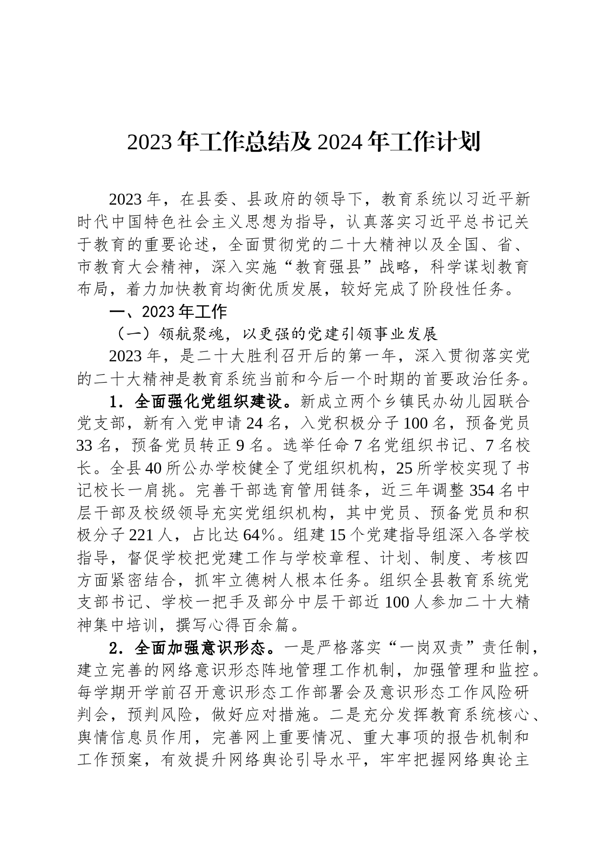 2023年工作总结及2024年工作计划（20240105）_第1页