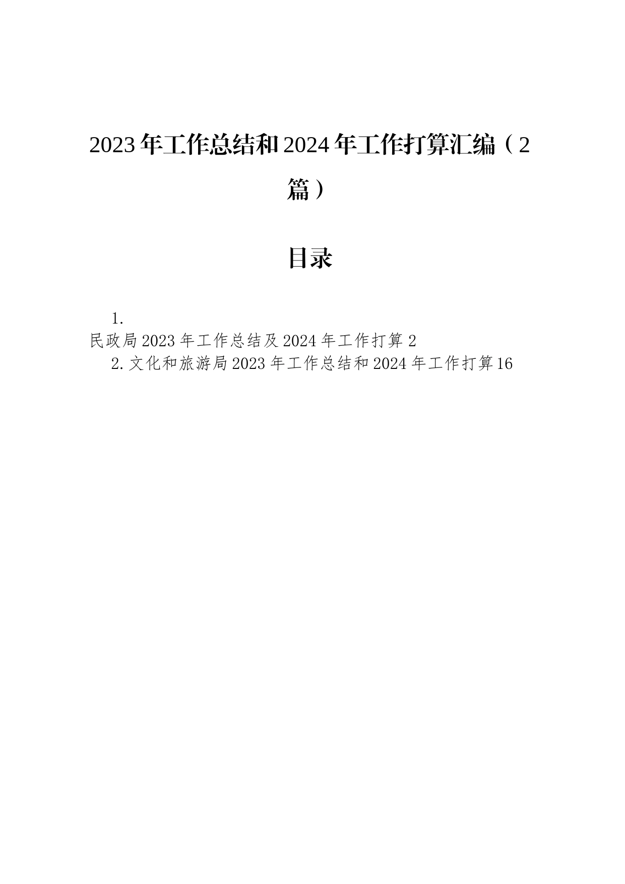 2023年工作总结和2024年工作打算汇编（2篇）_第1页