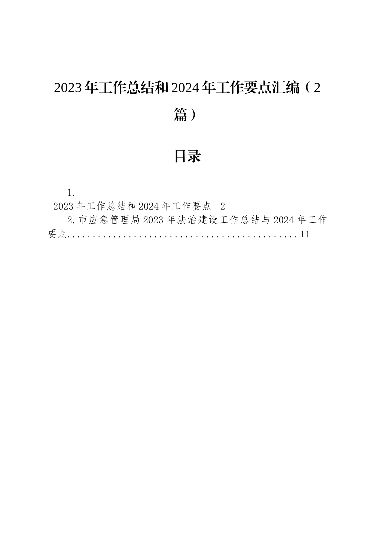 2023年工作总结和2024年工作要点汇编（2篇）_第1页