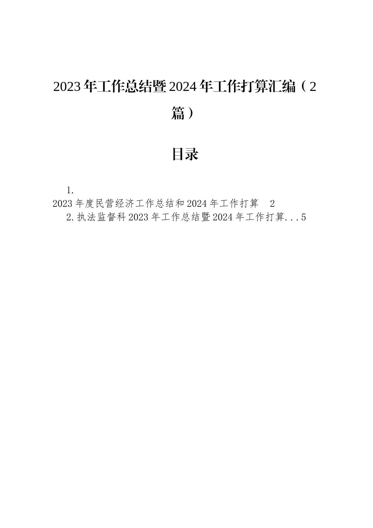 2023年工作总结暨2024年工作打算汇编（2篇）_第1页