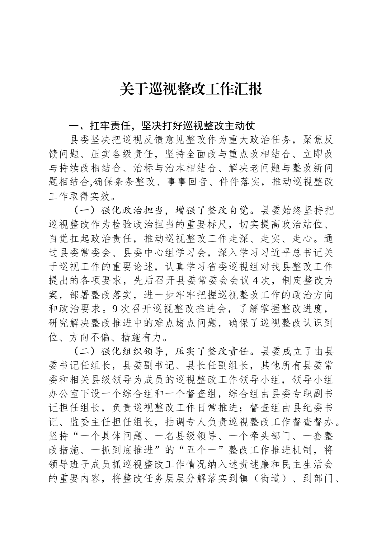 关于巡视整改工作汇报_第1页