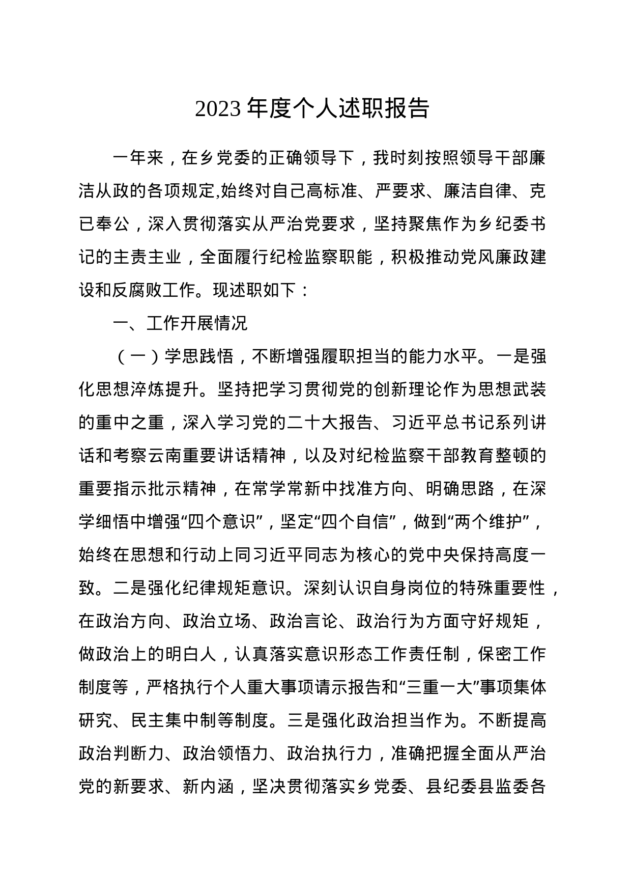 2023年度个人述职报告_第1页