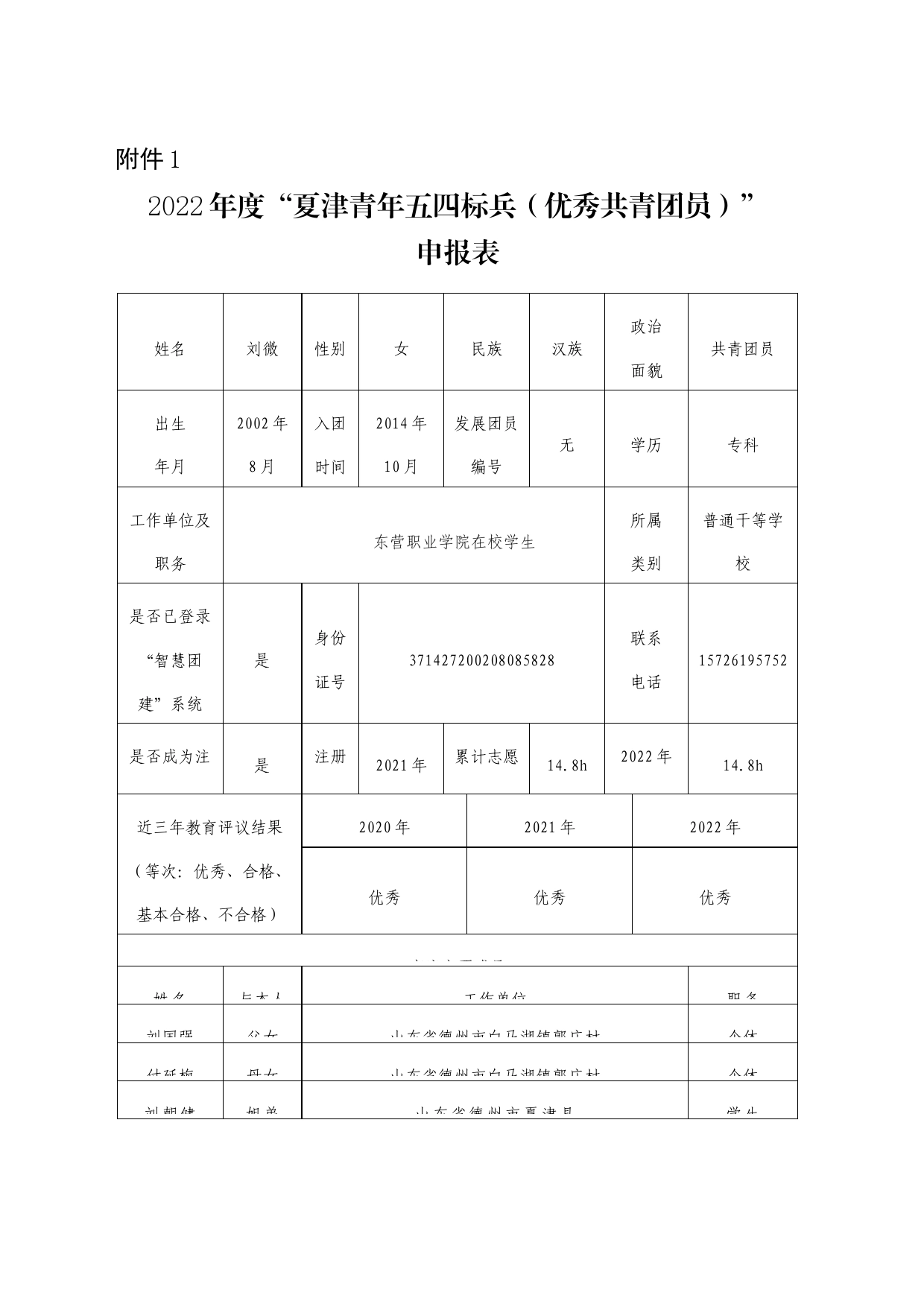 优秀共青团员申报材料_第1页