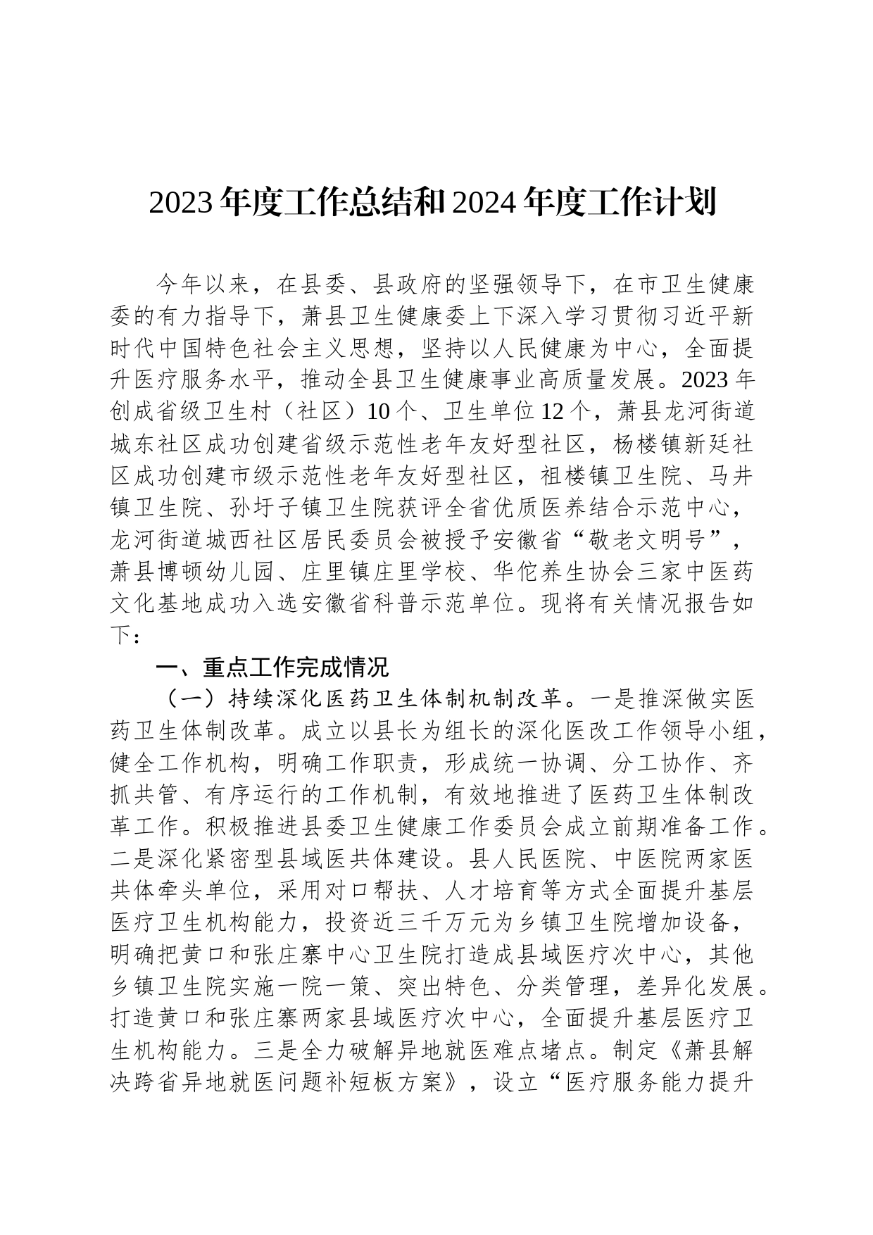 2023年度工作总结和2024年度工作计划（20231220）_第1页