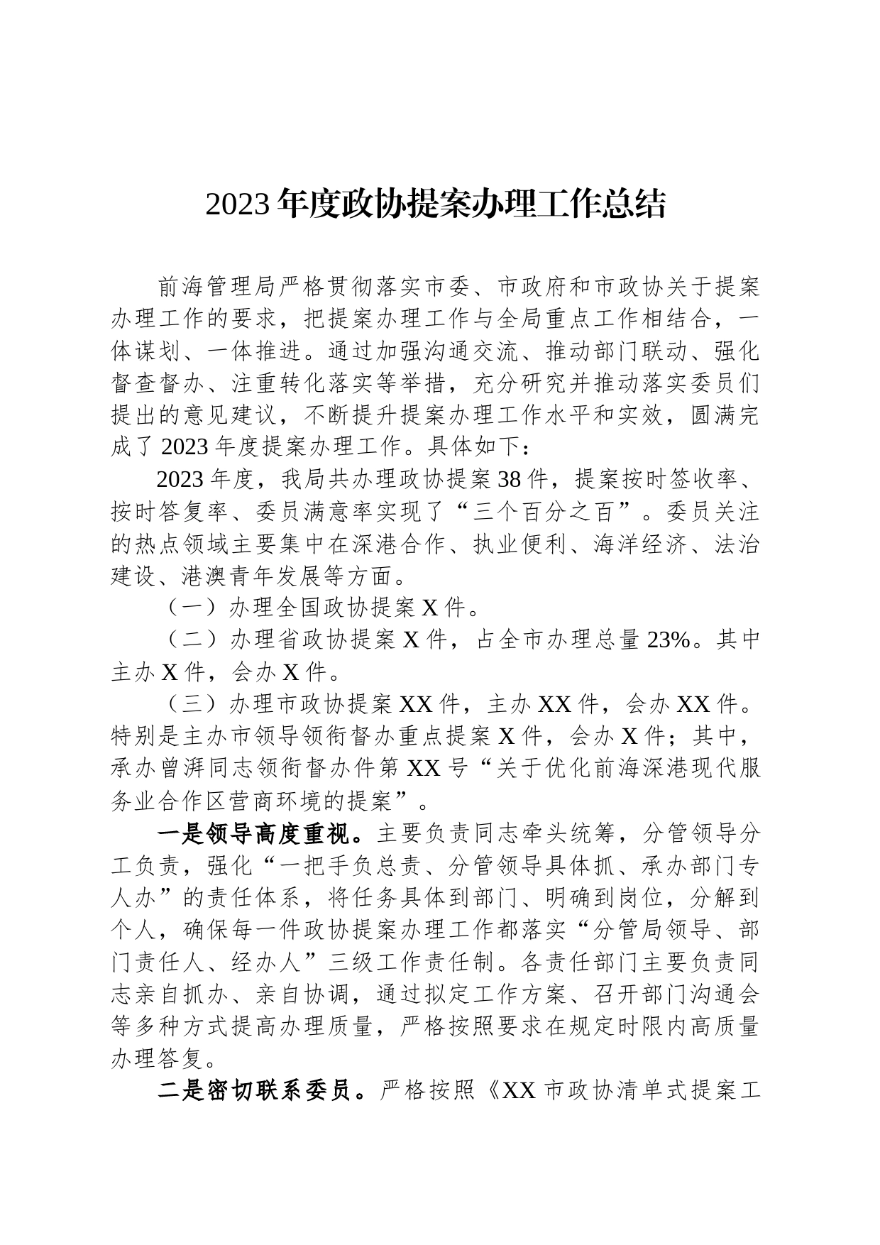 2023年度政协提案办理工作总结(20231122)_第1页
