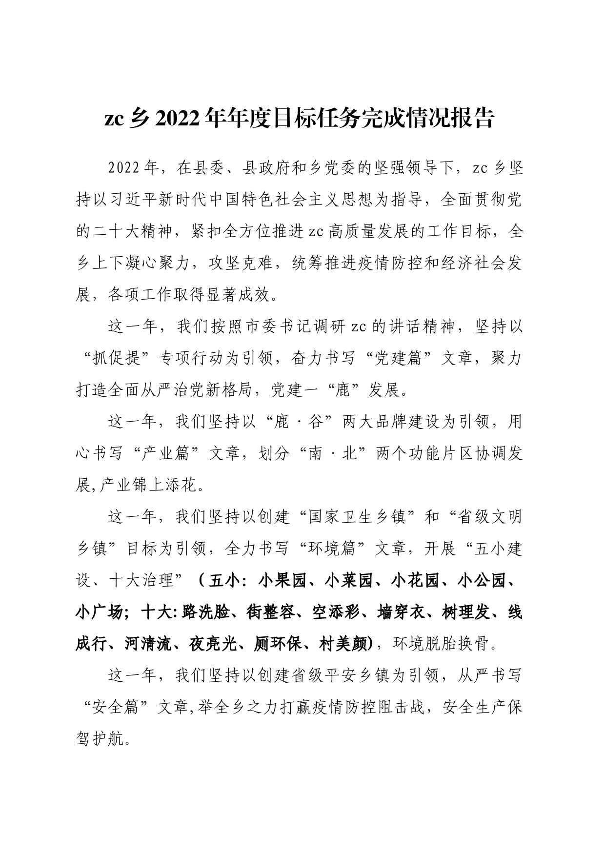 zc乡2022年年度目标任务完成情况报告_第1页