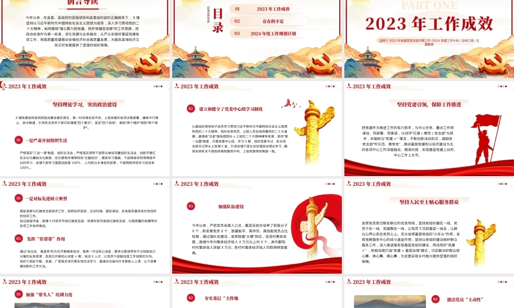 基层党支部党委2024党建工作总结PPT（20240110）