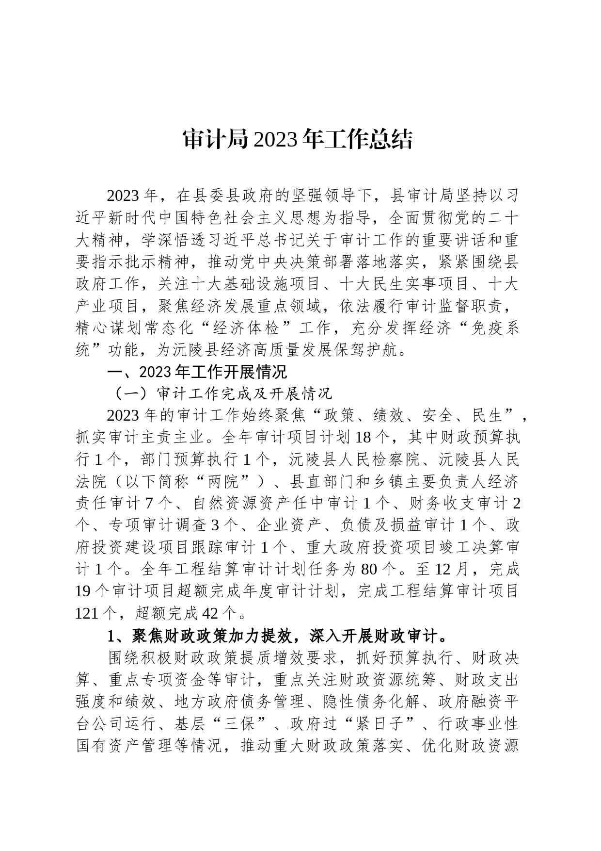 审计局2023年工作总结（20231229）_第1页