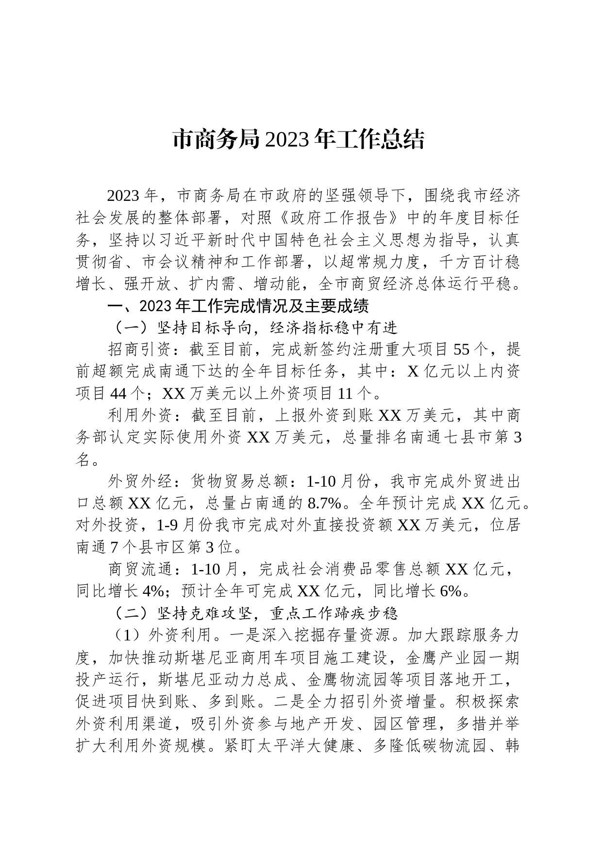 市商务局2023年工作总结(20240111)_第1页
