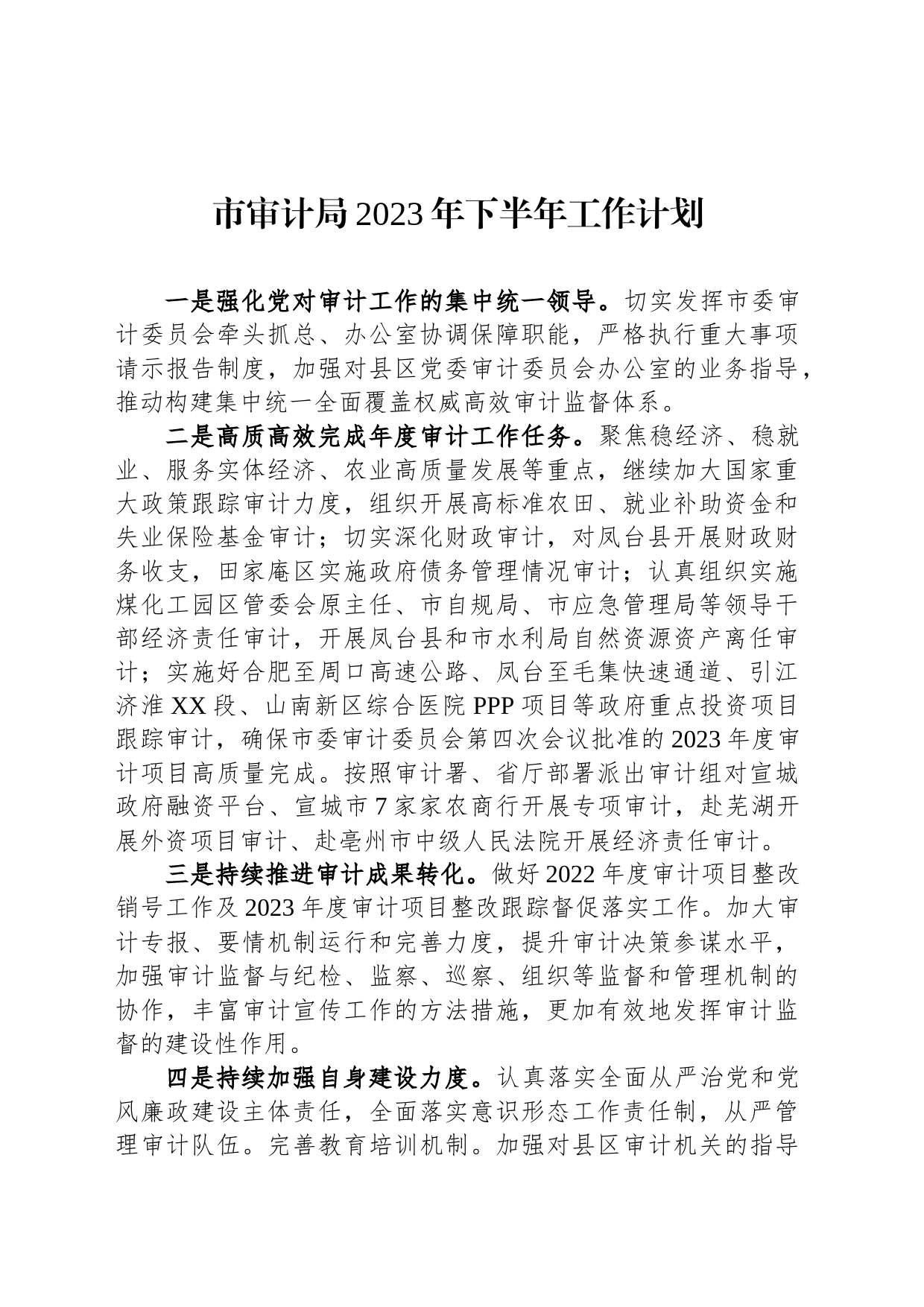 市审计局2023年下半年工作计划_第1页