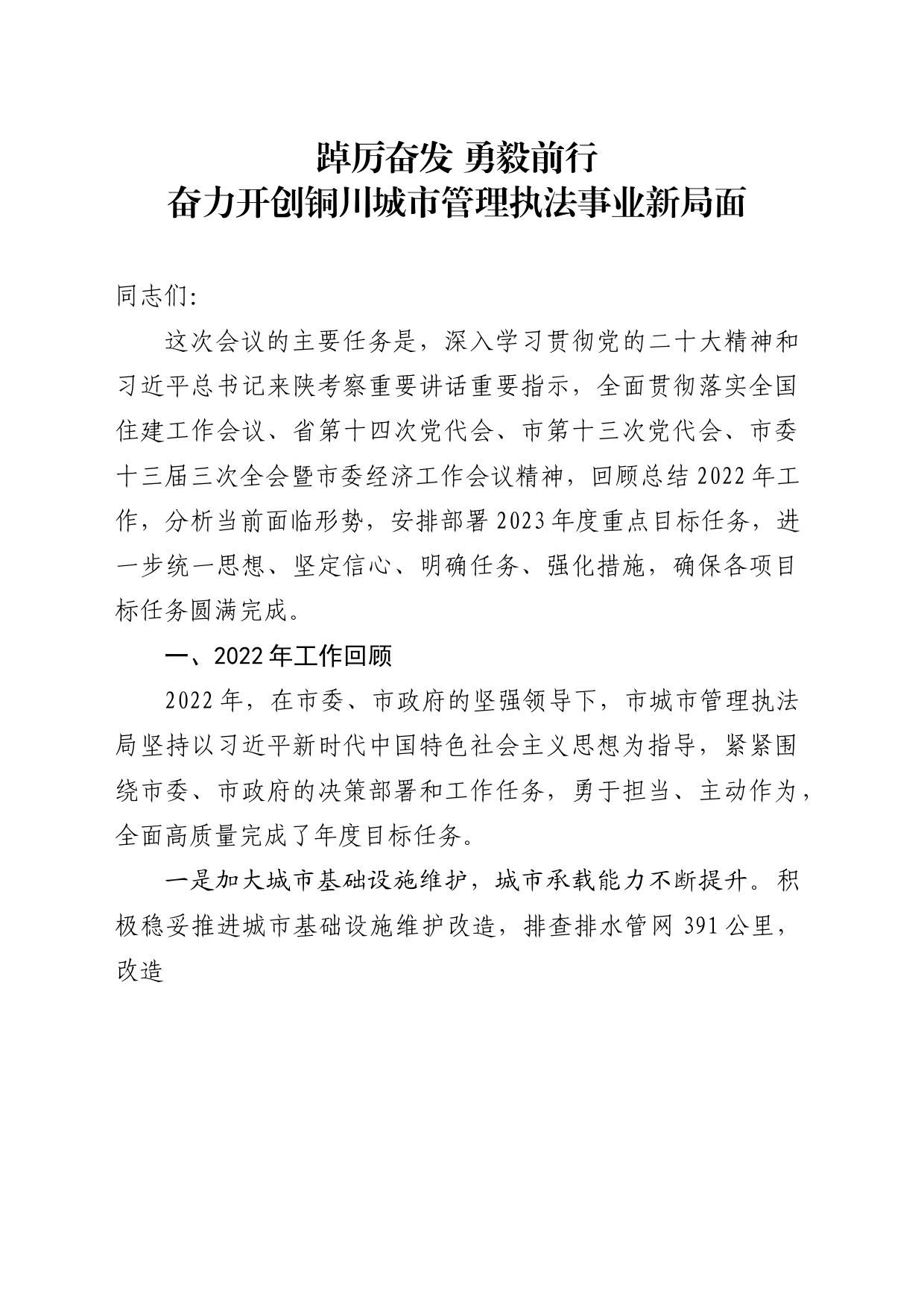 在城市管理执法工作会议上的讲话_第1页