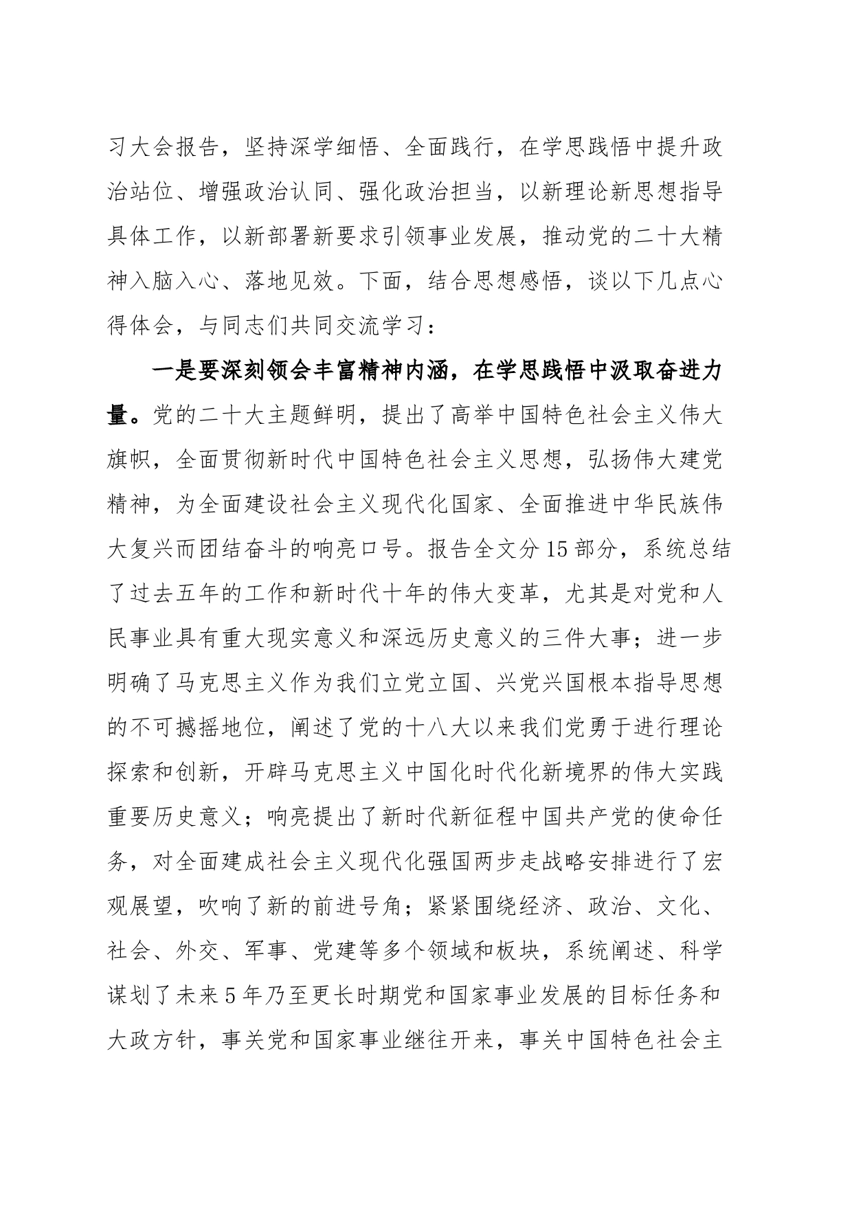 党员领导干部学习党的二十大报告精神心得研讨发言材料_第2页