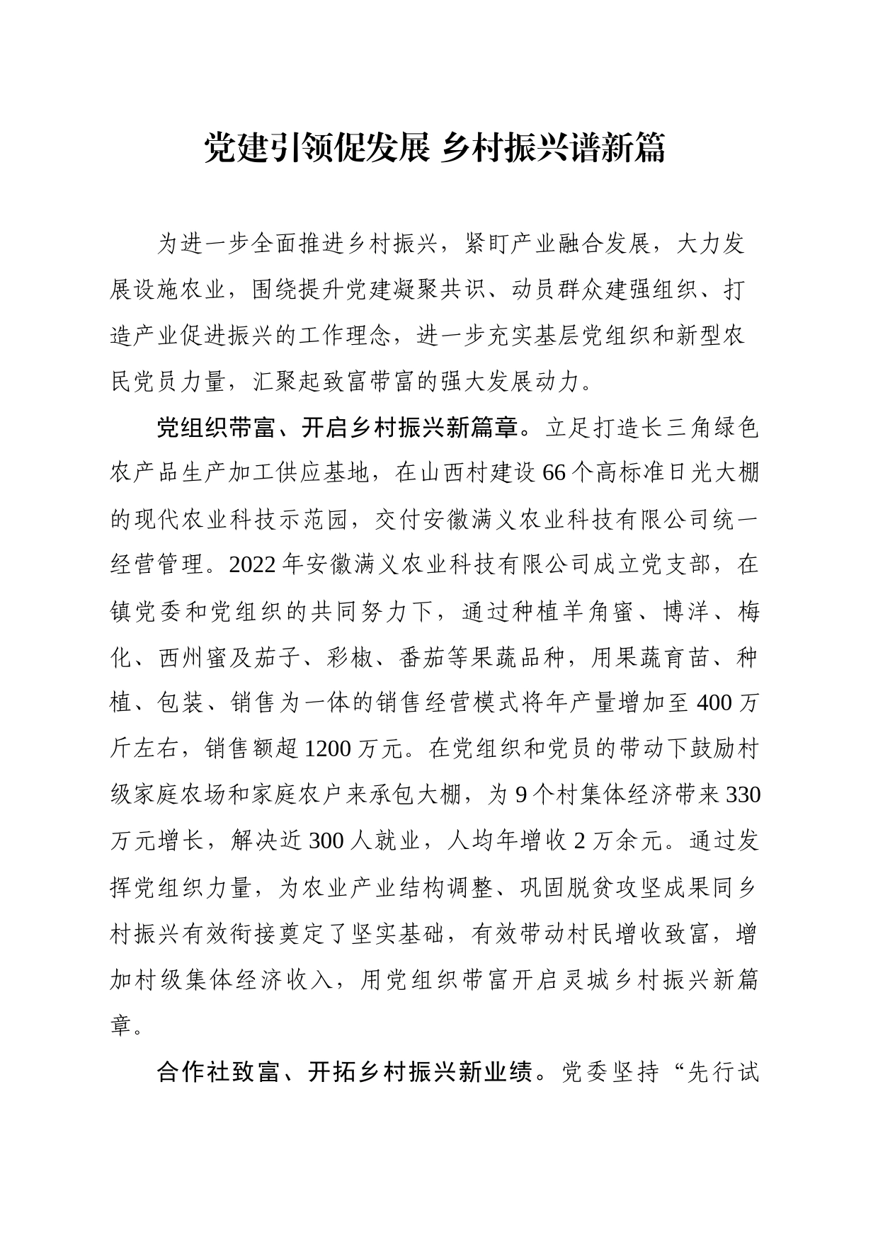 党建引领促发展 乡村振兴谱新篇_第1页