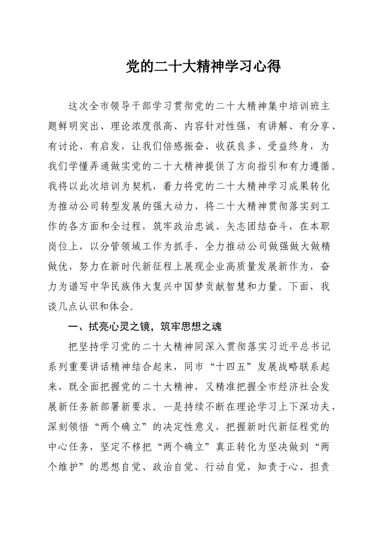 党的二十大精神学习心得_第1页