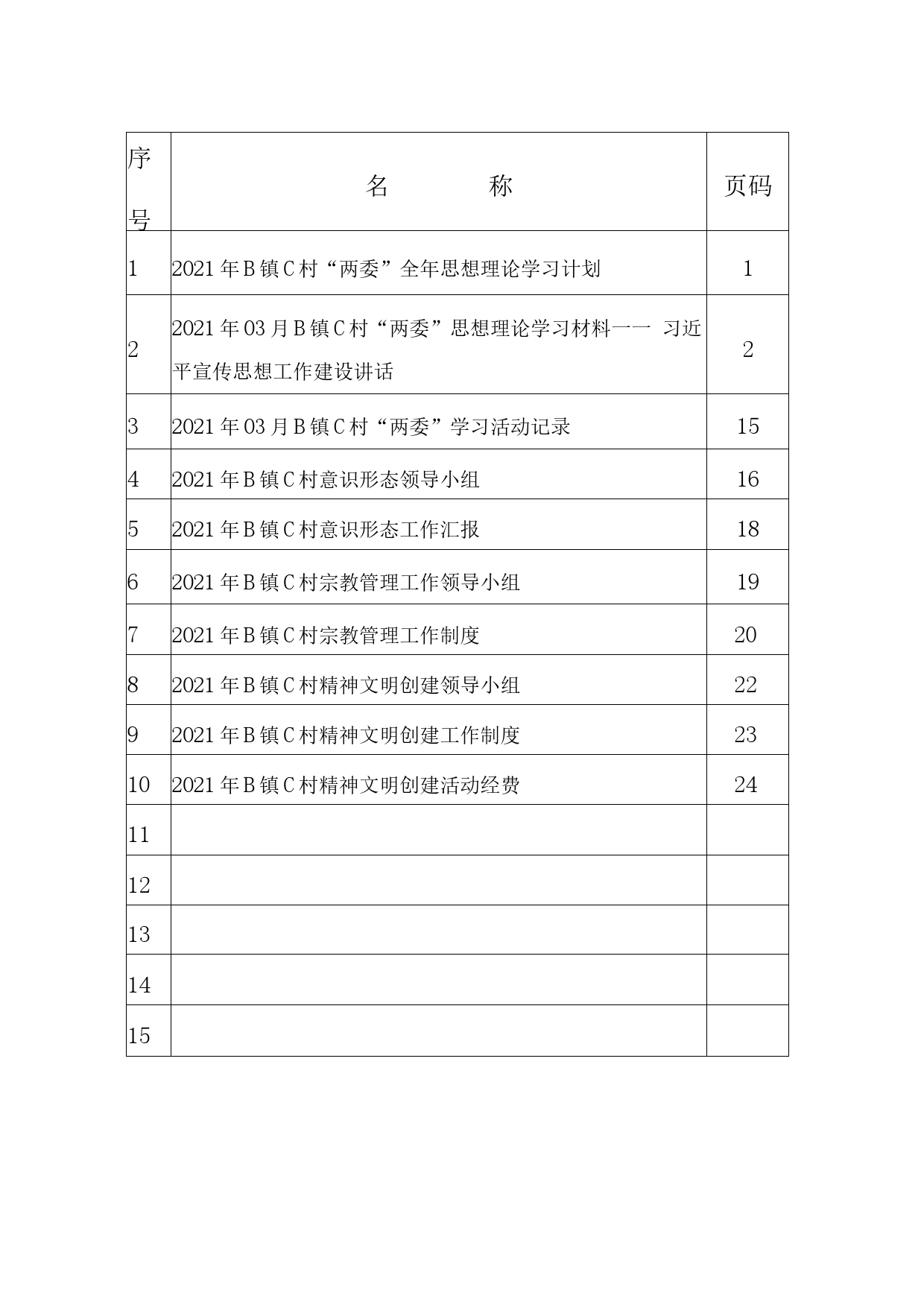 某村创建市文明村台账资料（组织领导 乡风民风 文化生活 人居环境 创建活动）_第2页