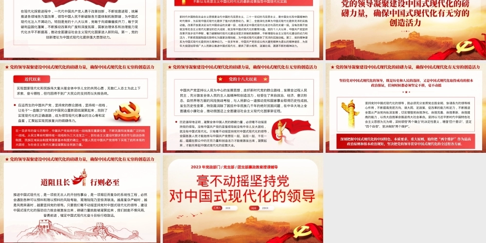 毫不动摇坚持党对中国式现代化的领导党课课件PPT（20240105）
