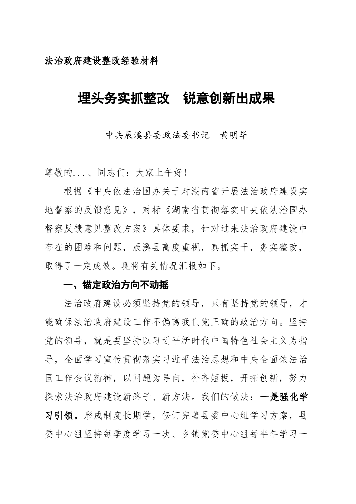 法治政府建设整改经验材料_第1页
