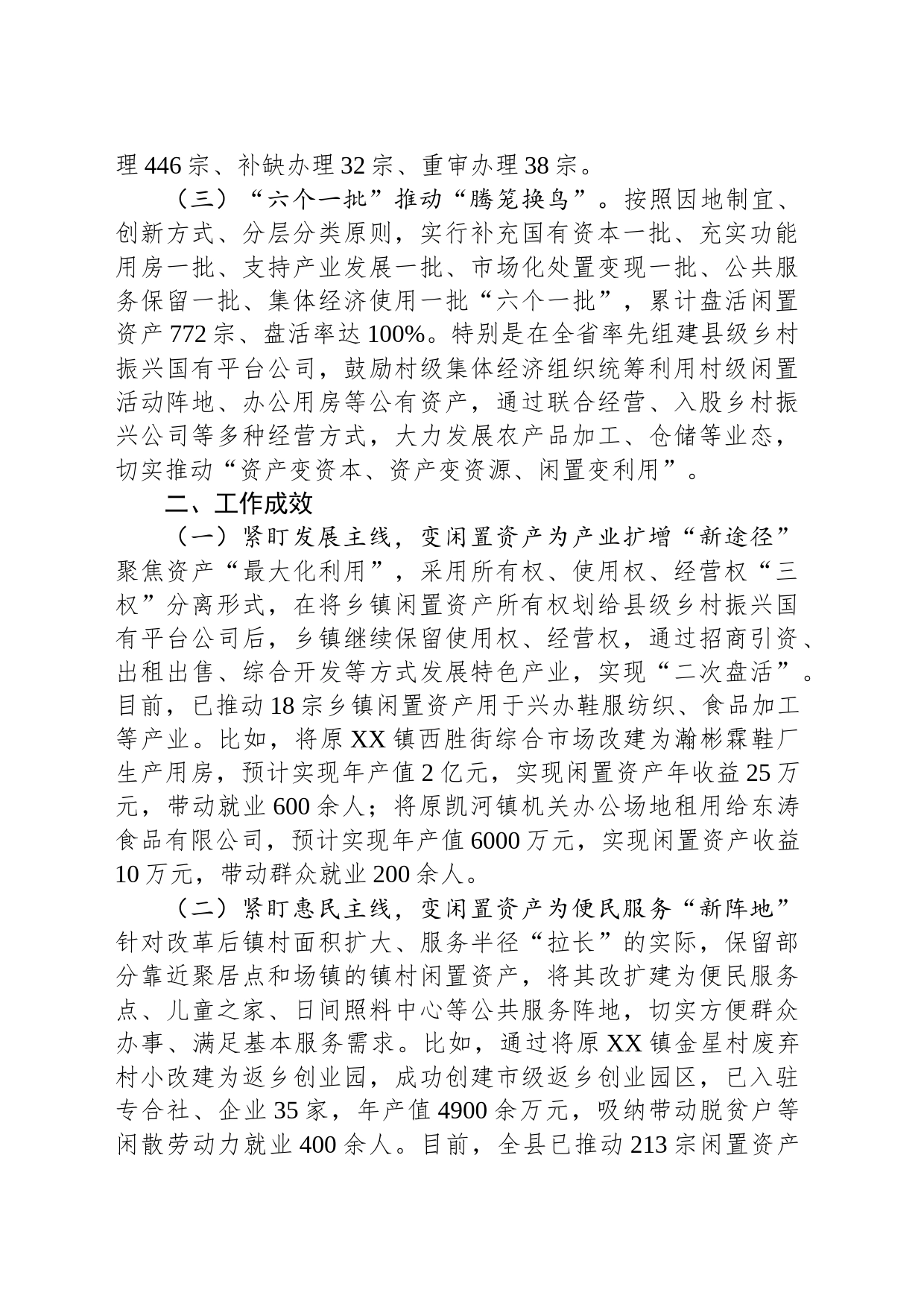 闲置资产处置典型经验材料：下好闲置资产盘活棋 巧变“包袱”为“财富”_第2页