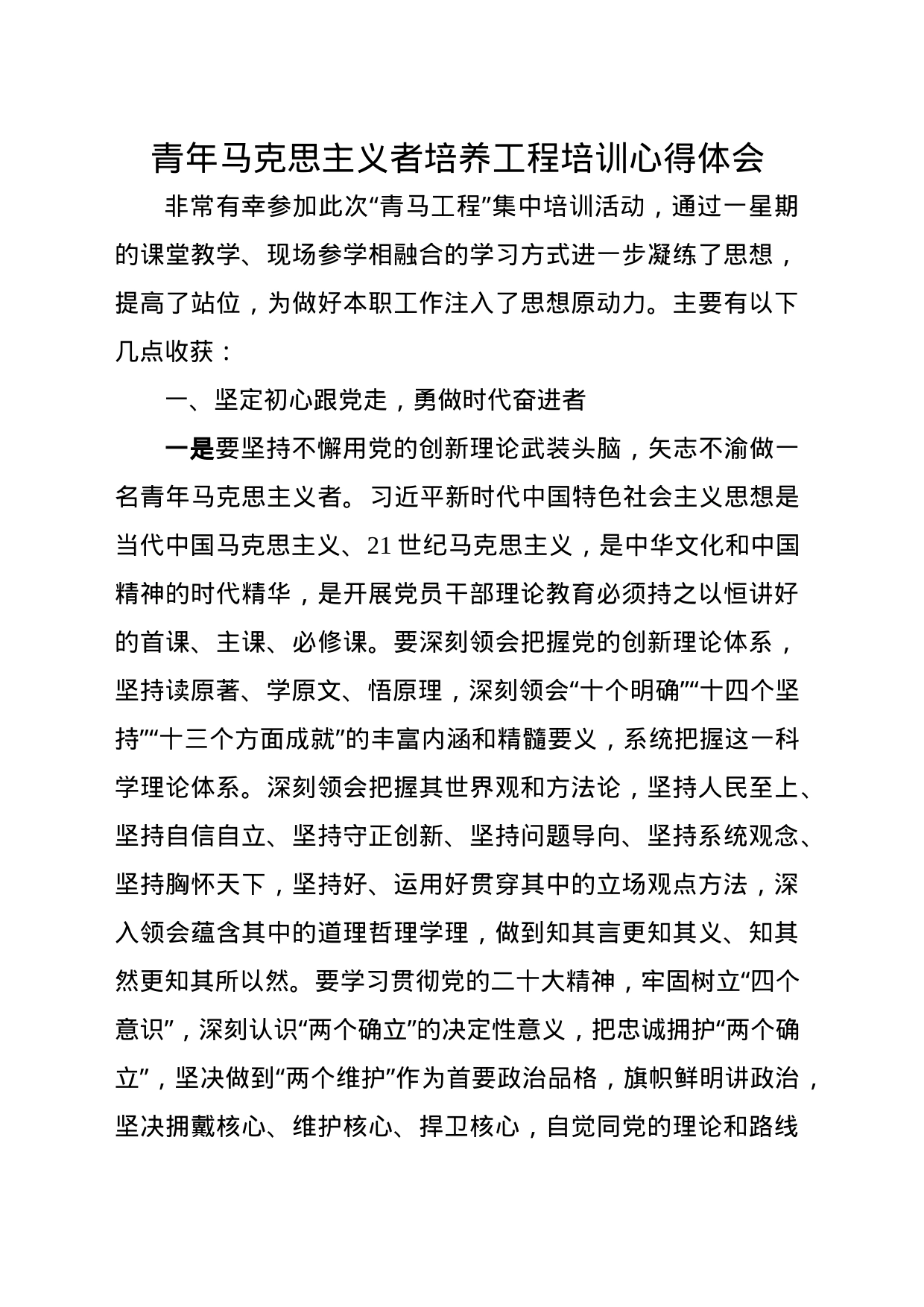 青马工程培训心得体会_第1页