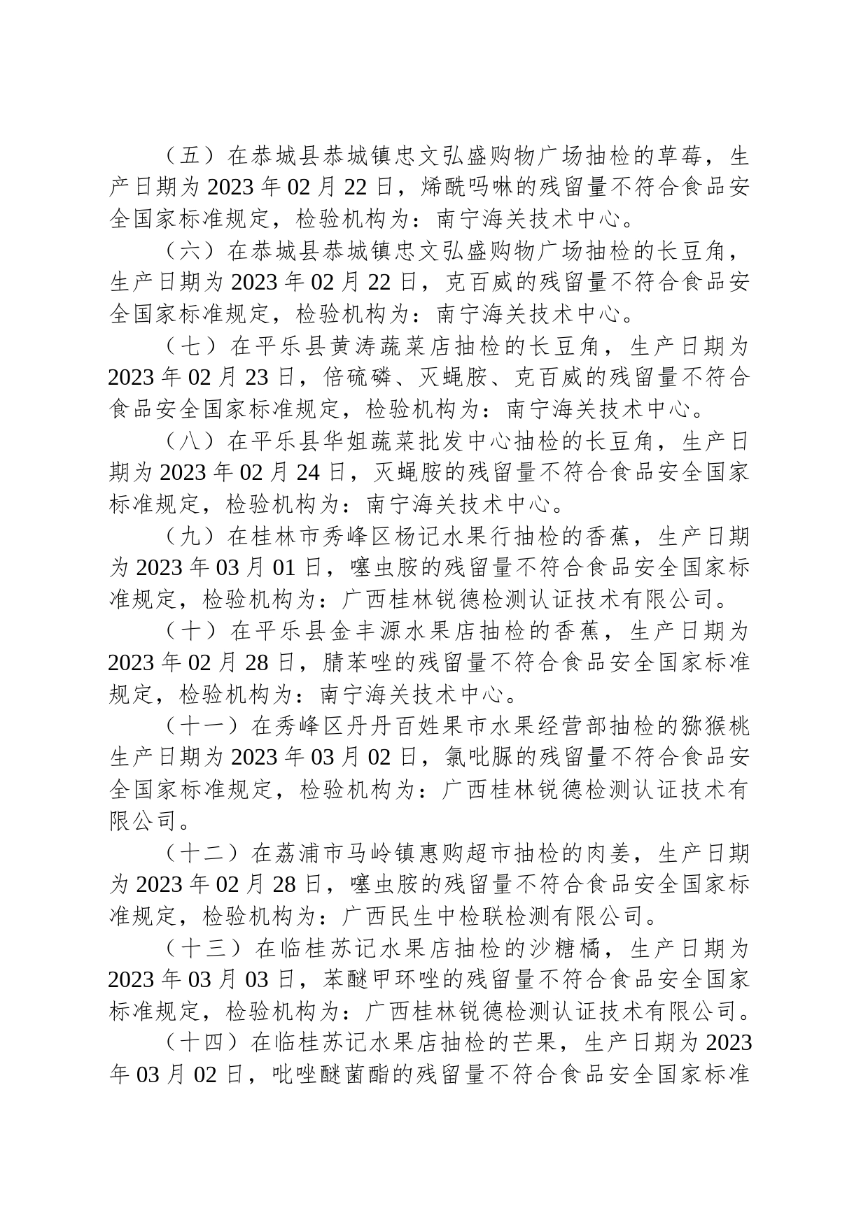 食品安全监督抽检信息通告2023年第9号（总第94号）_第2页