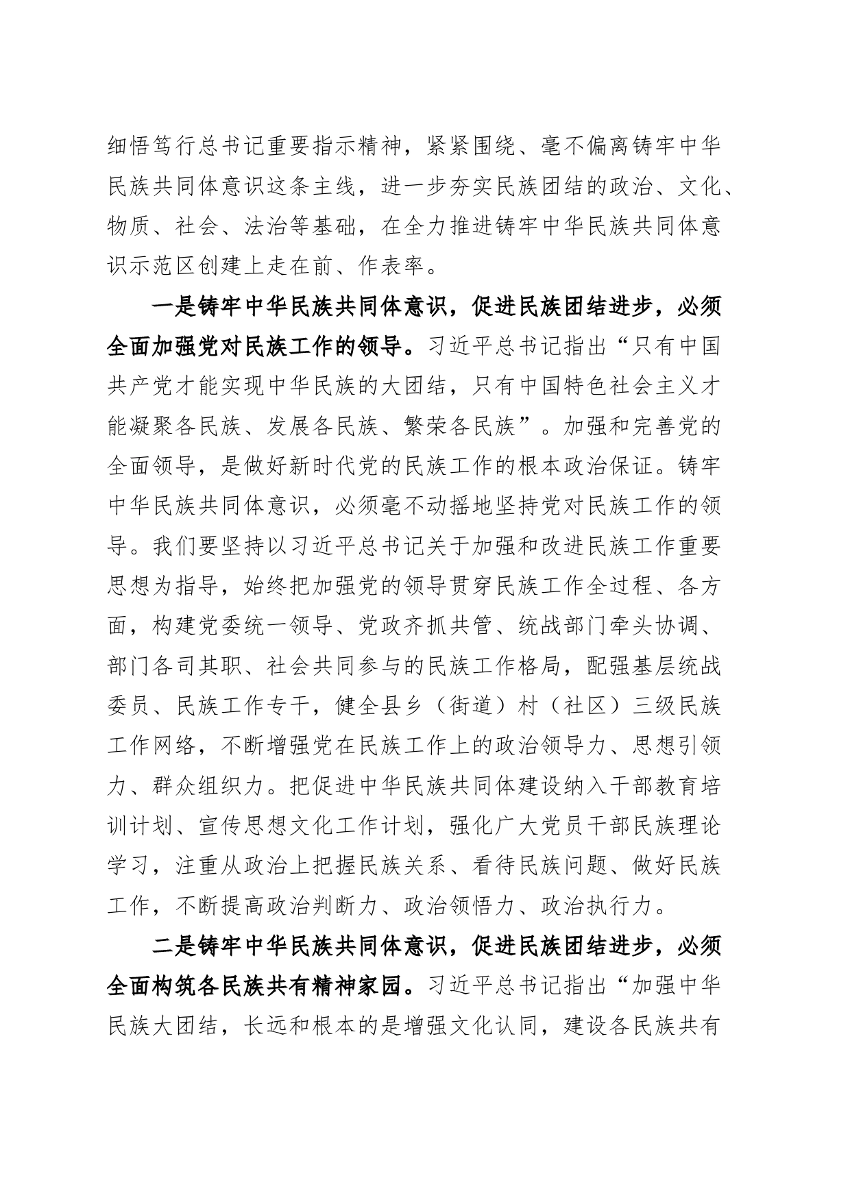 以铸牢民族共同体意识示范区创建推动民族工作高质量发展第二批主题教育研讨发言材料心得体会_第2页