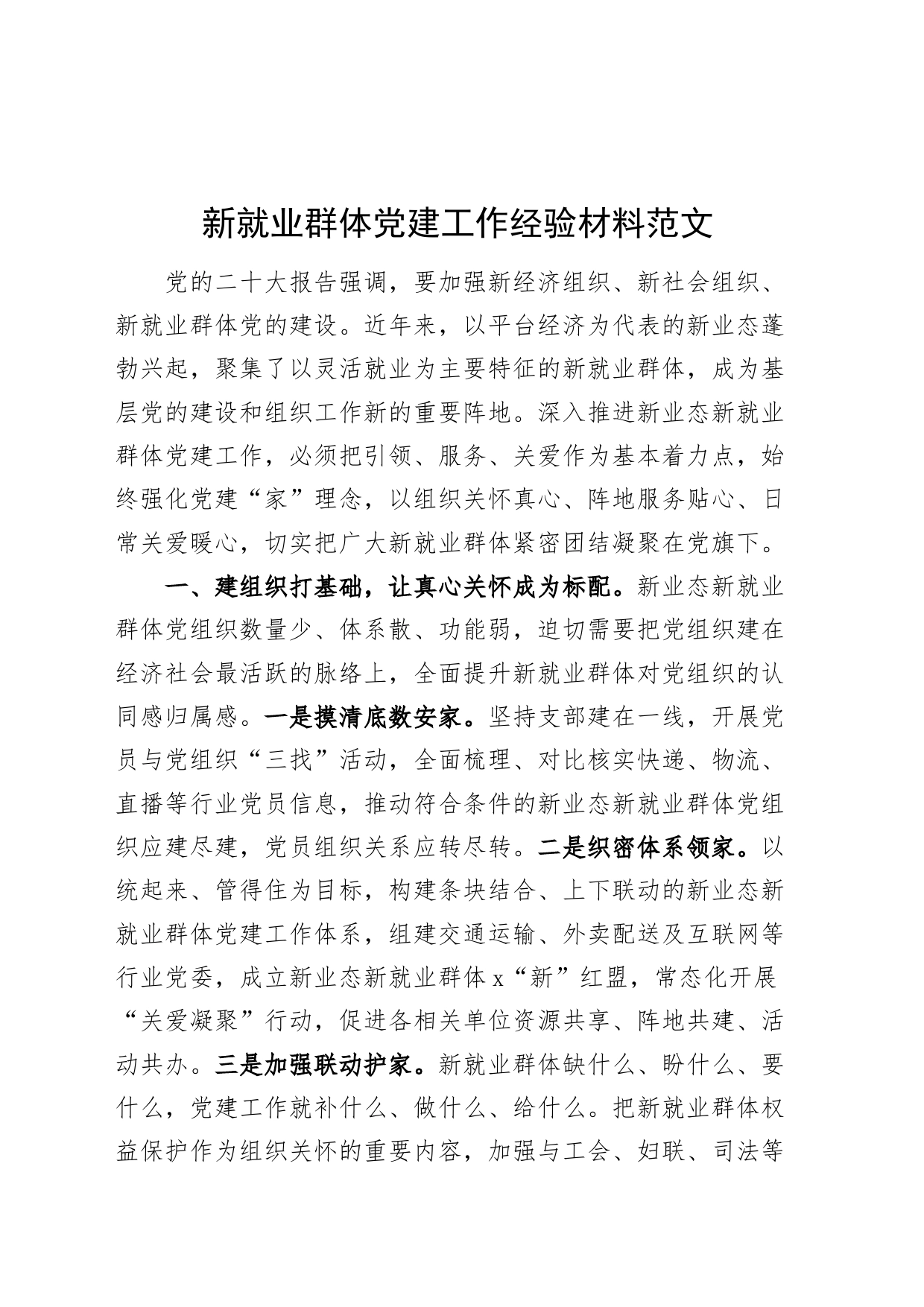 新就业群体党建工作经验材料20231220_第1页