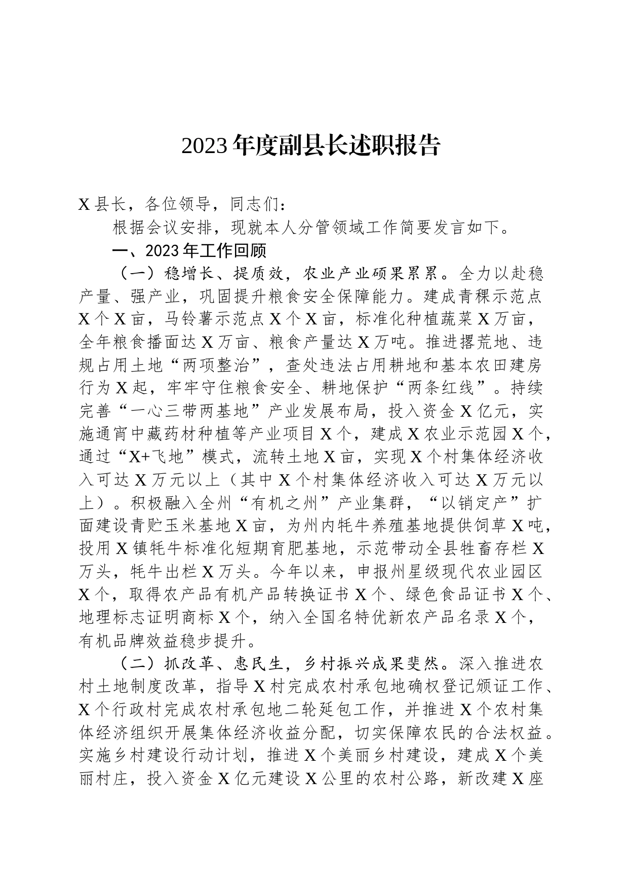 2023年度副县长述职报告_第1页