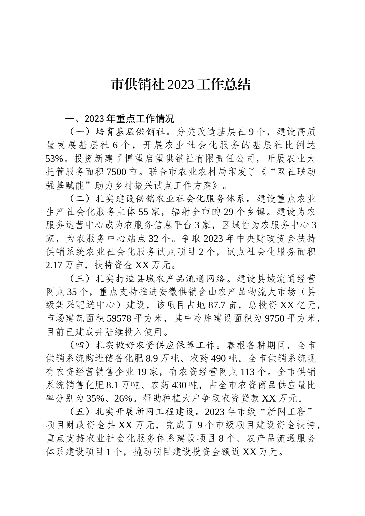市供销社2023工作总结(20240131)_第1页