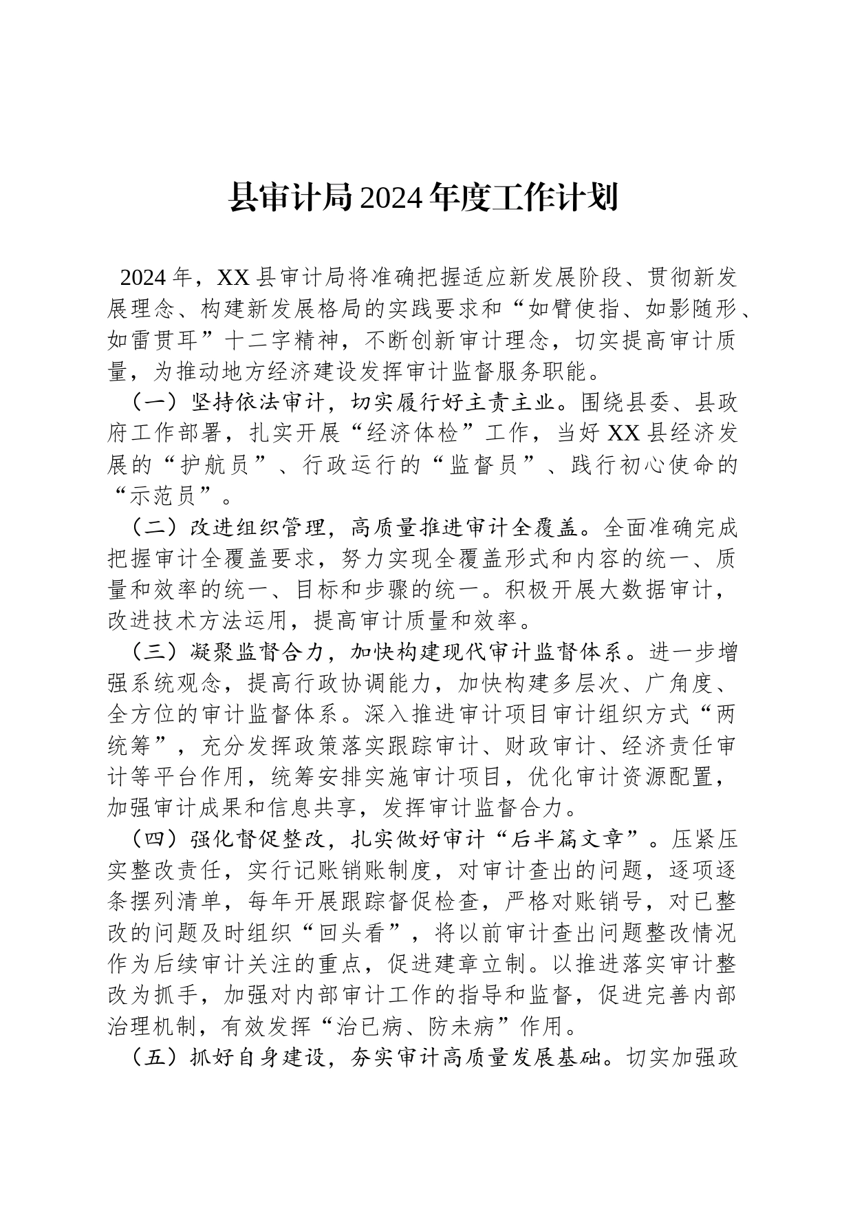 县审计局2024年度工作计划（20240111）_第1页