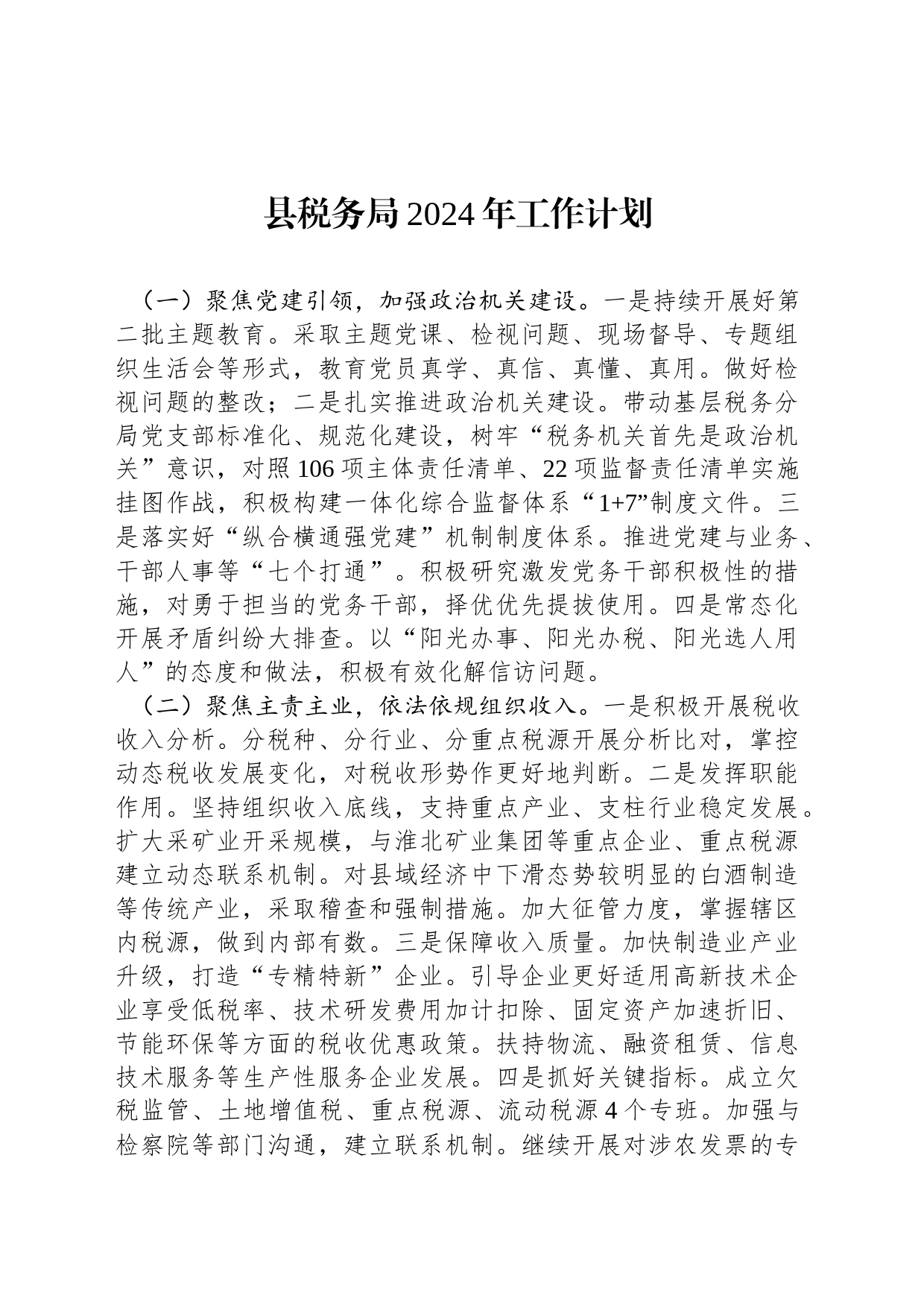 县税务局2024年工作计划_第1页