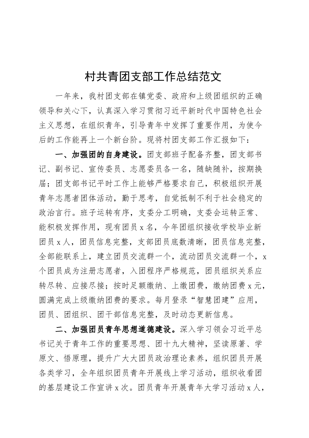 村共青团支部工作总结汇报报告20240226_第1页