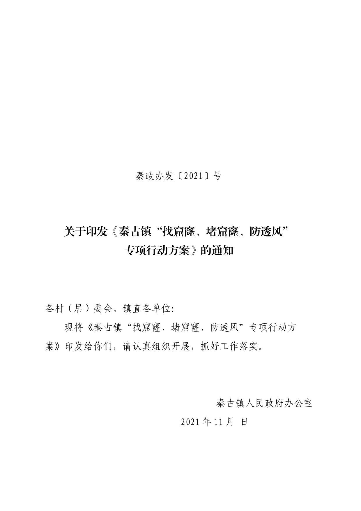 “找窟窿、堵窟窿、防透风”专项行动方案_第1页