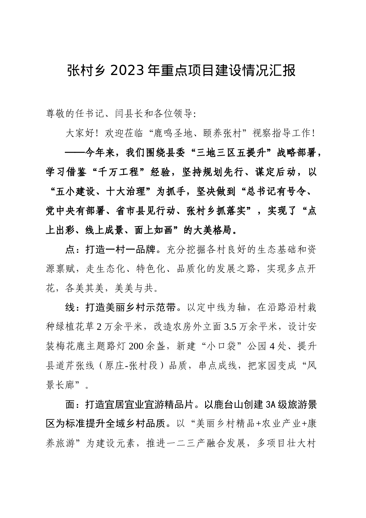 乡2023年重点项目建设情况汇报(定）_第1页