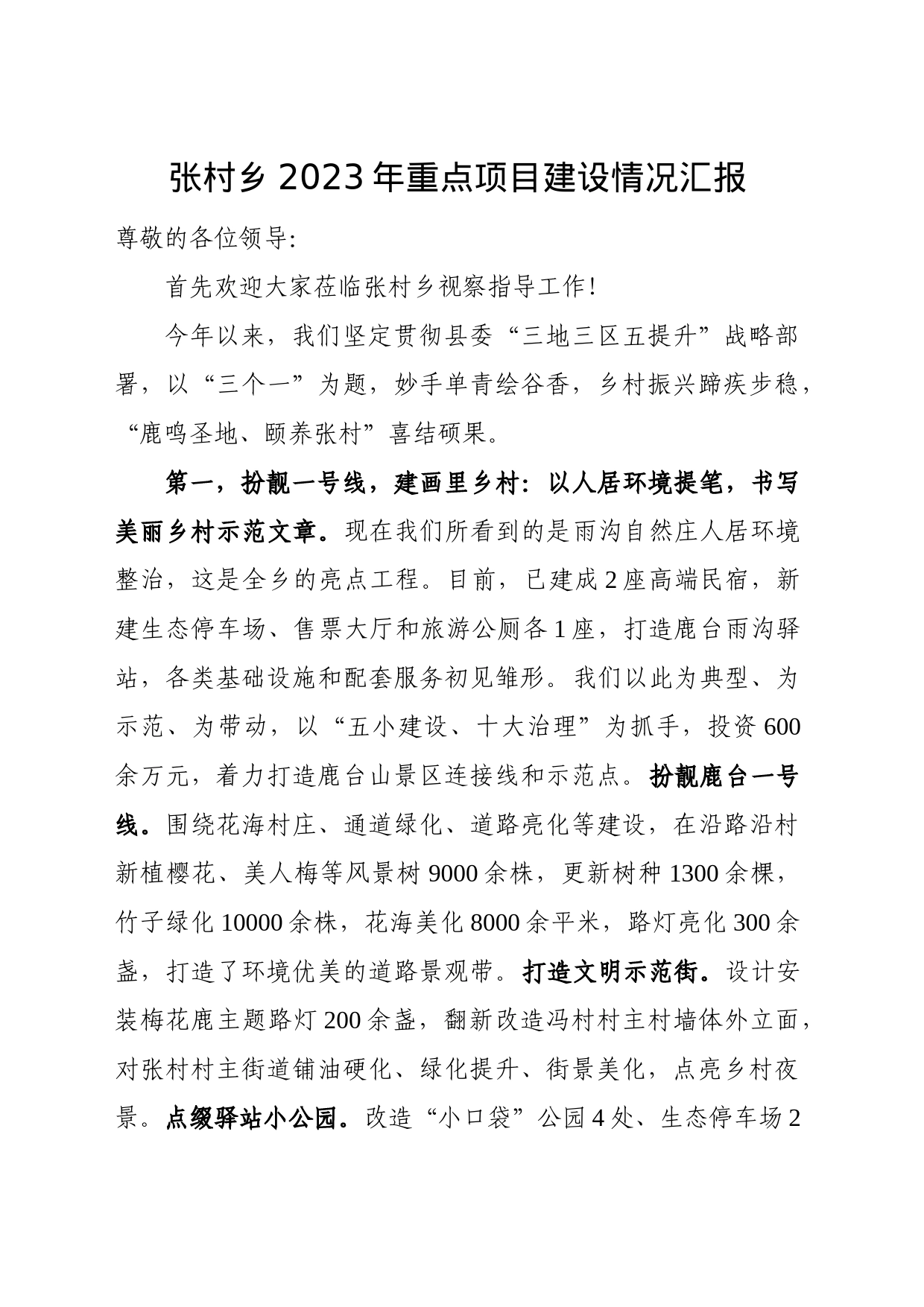 乡2023年重点项目建设情况汇报_第1页