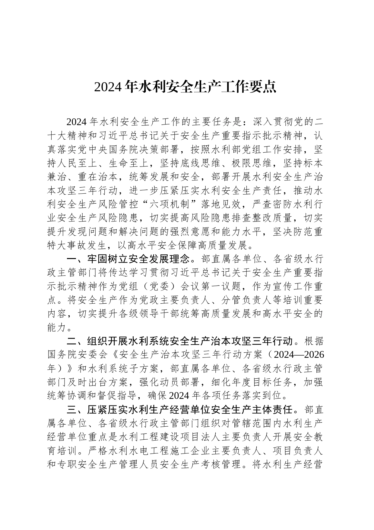 2024年水利安全生产工作要点（20240225）_第1页