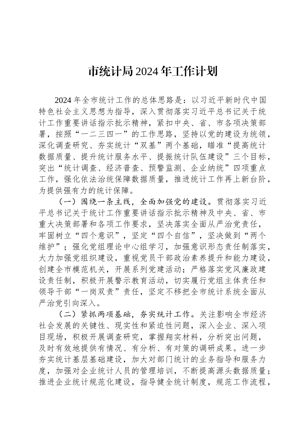 市统计局2024年工作计划_第1页