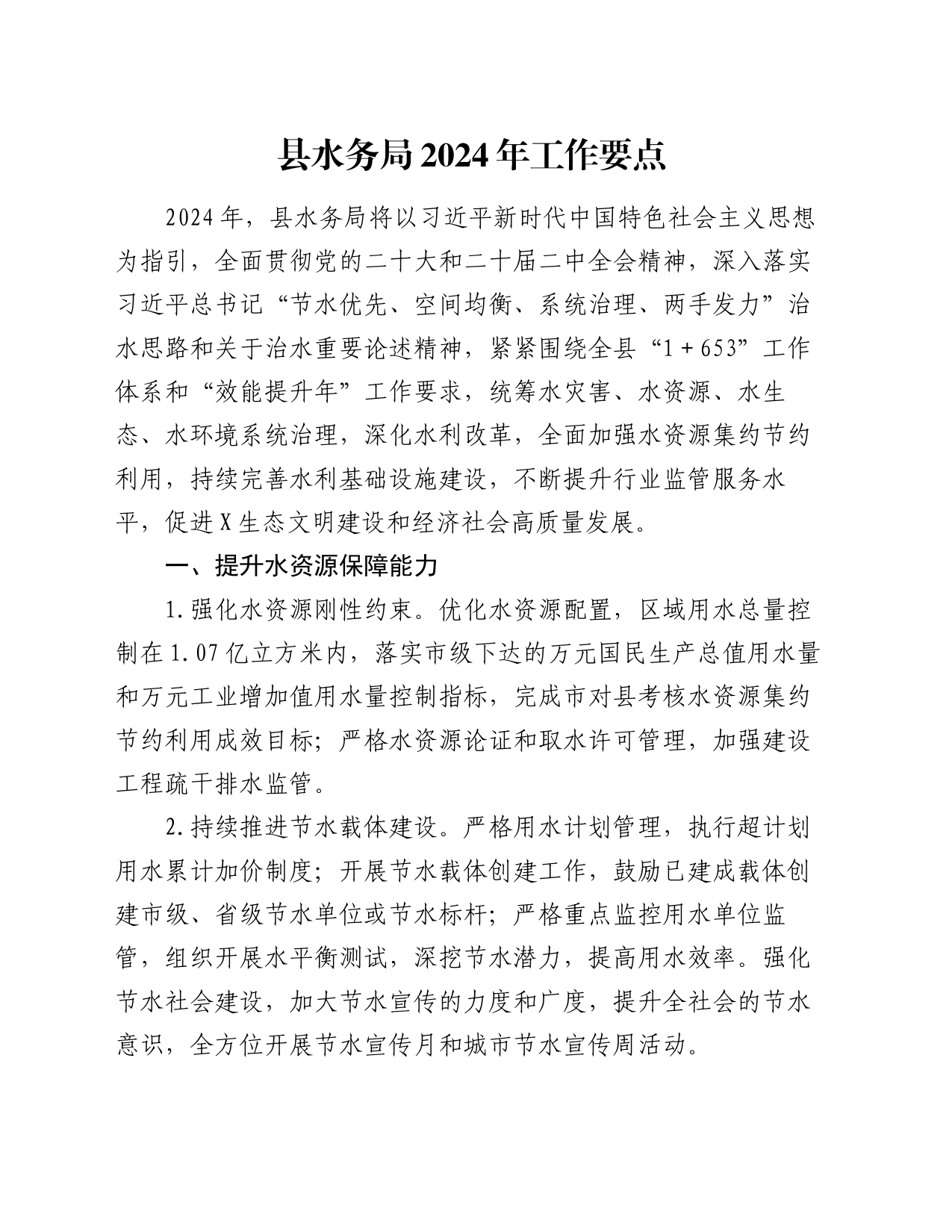 县水务局2024年工作要点_第1页
