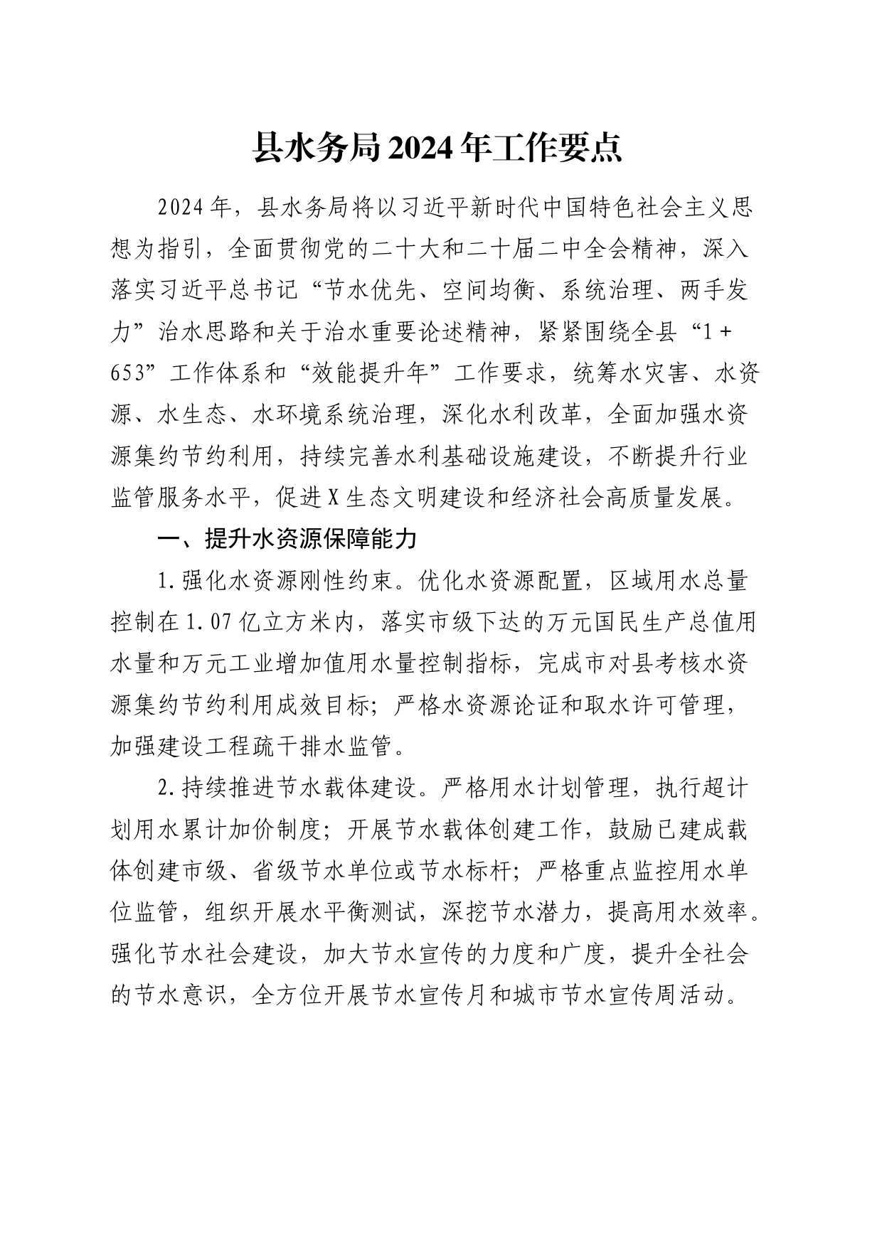 县水务局2024年工作要点（计划）_第1页