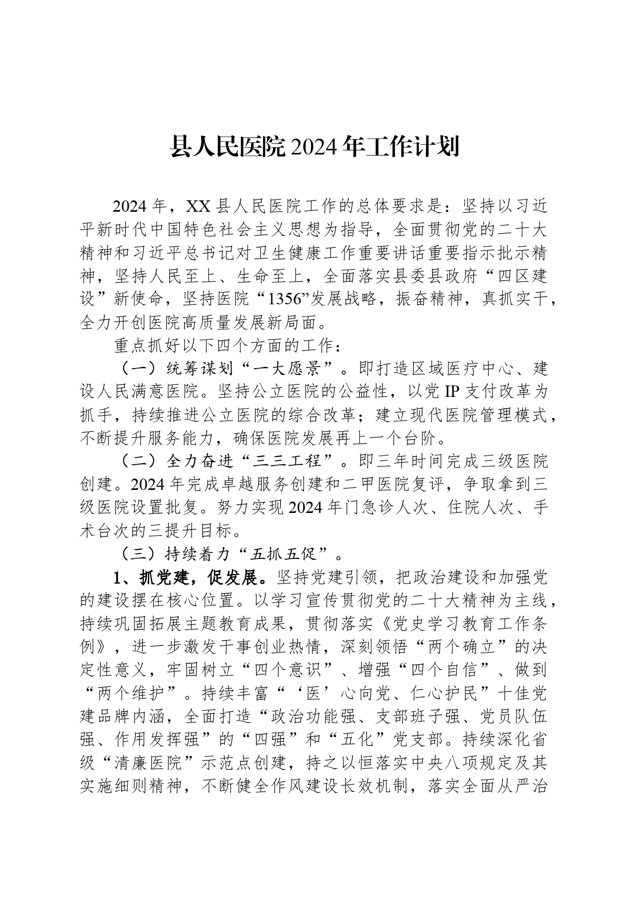 县人民医院2024年工作计划(20240304)_第1页
