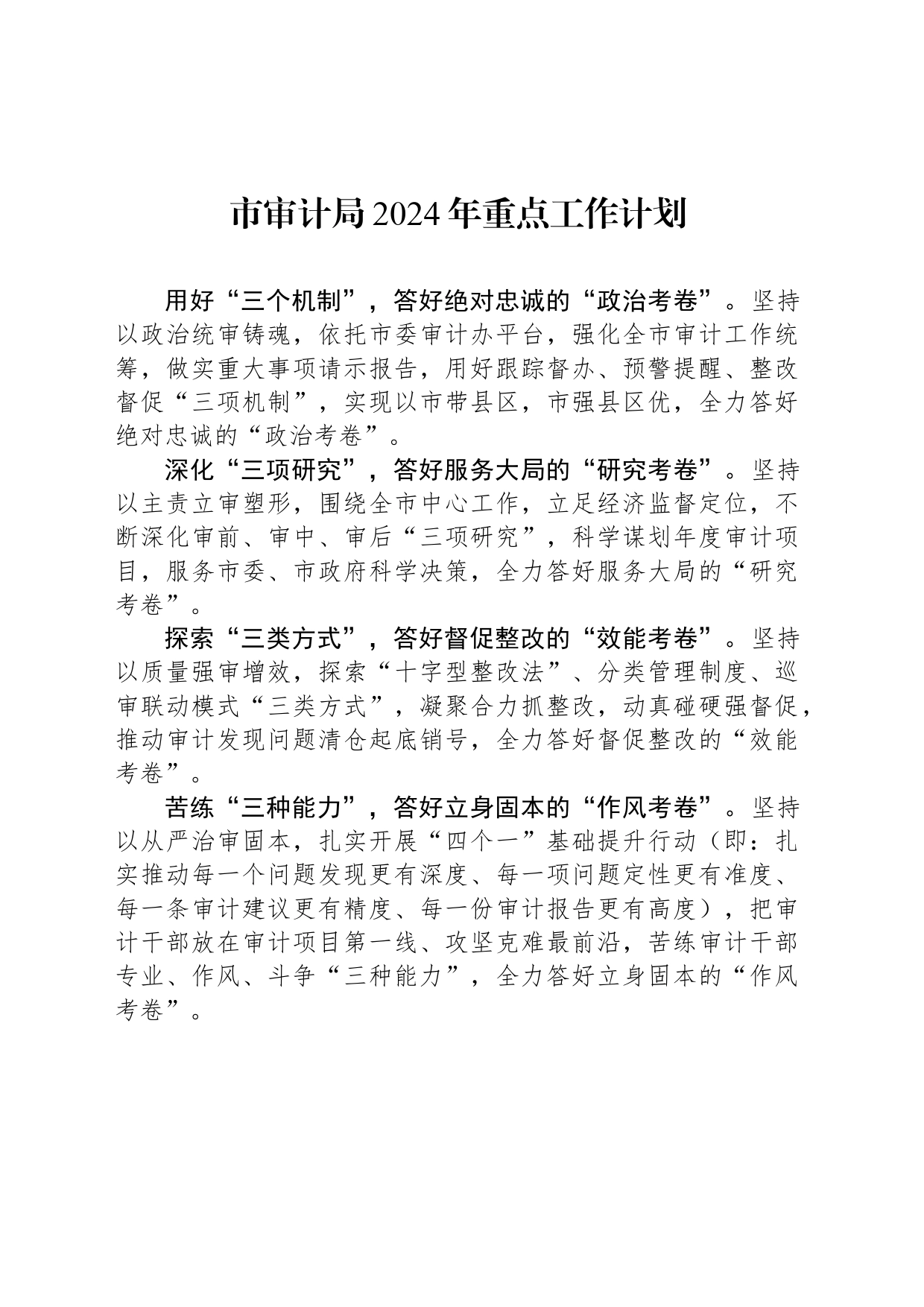 市审计局2024年重点工作计划（20240315）_第1页